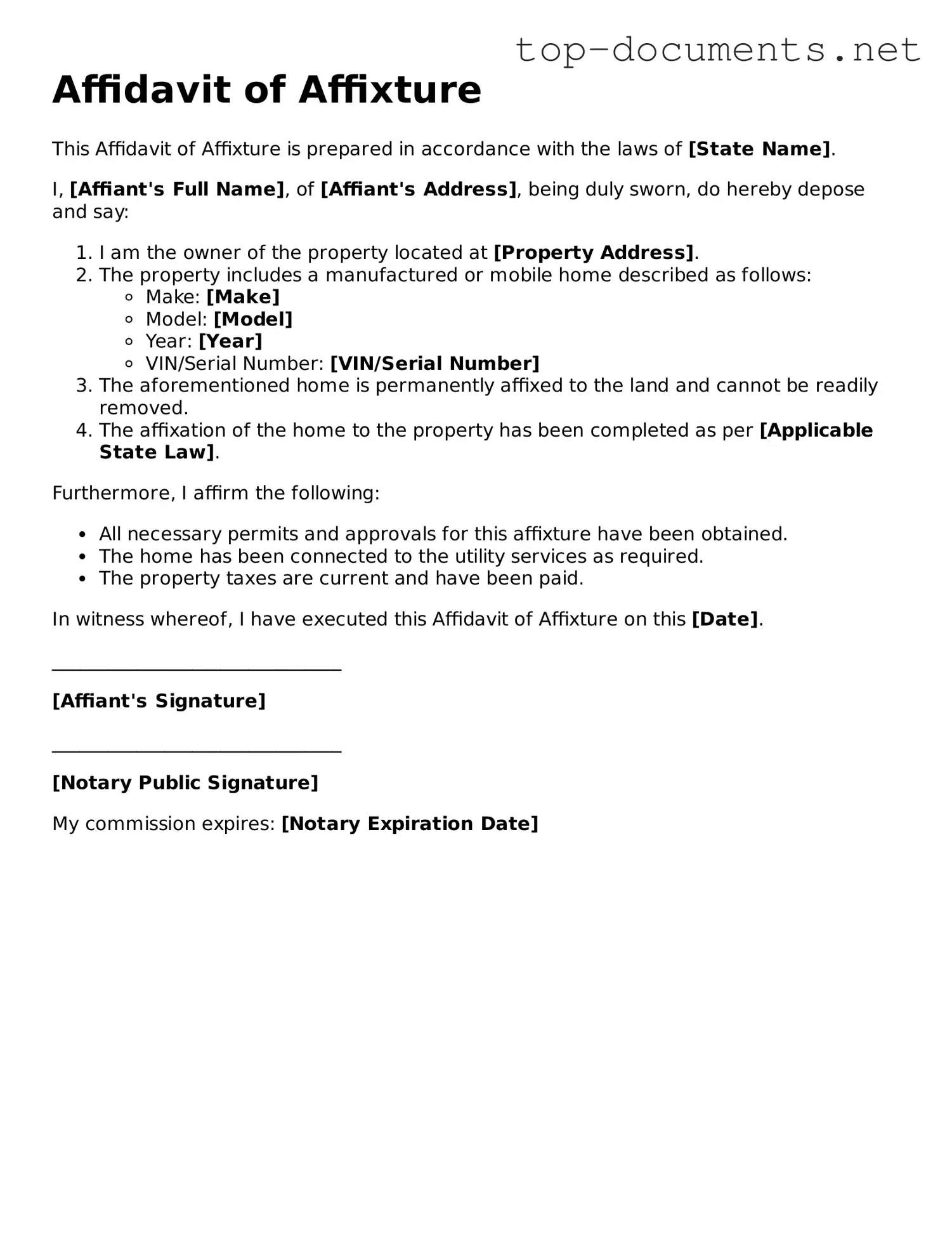 Attorney-Verified Affidavit of Affixture Form