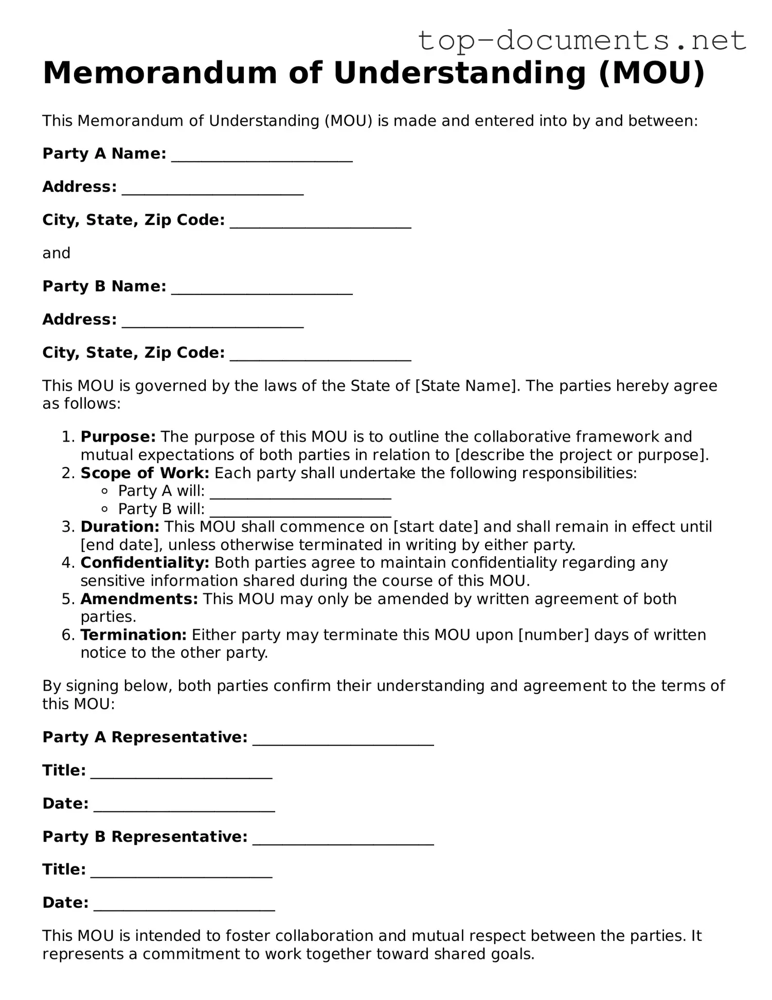 Attorney-Verified Memorandum of Understanding Form