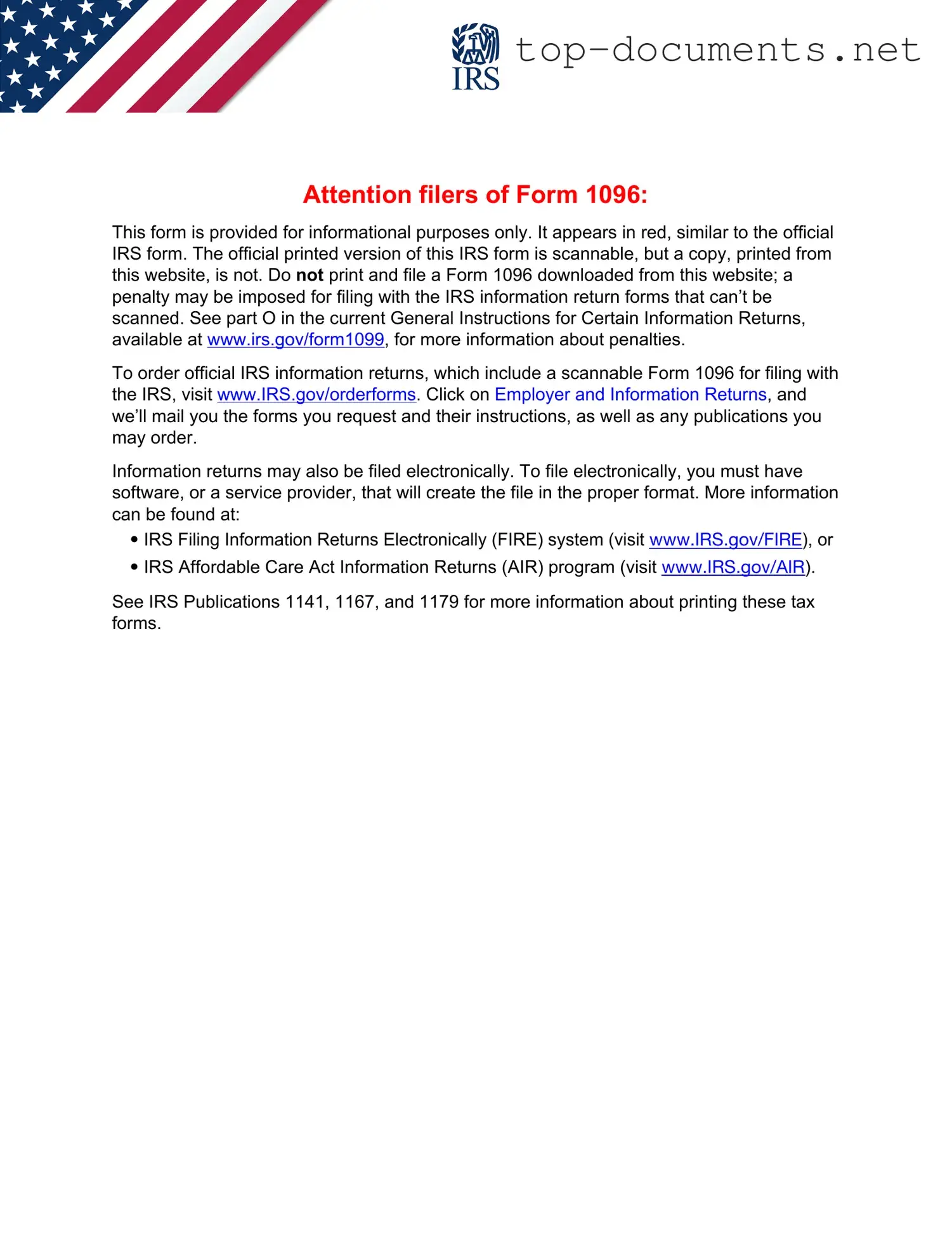 Free IRS 1096 PDF Form
