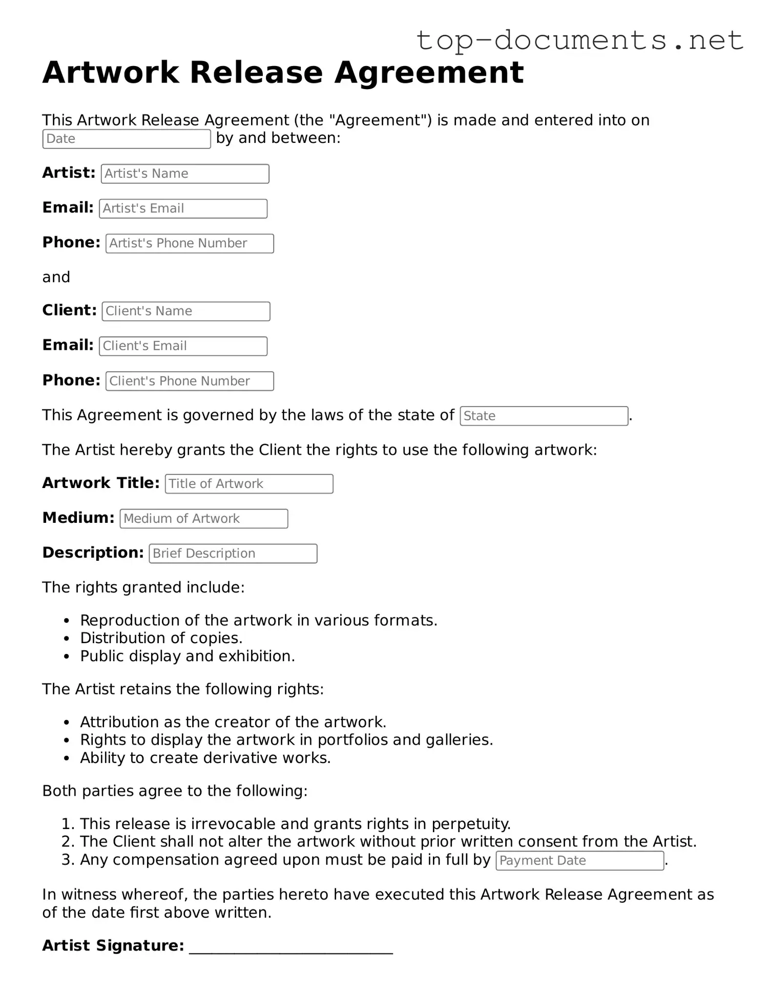 Attorney-Verified Artwork Release Form