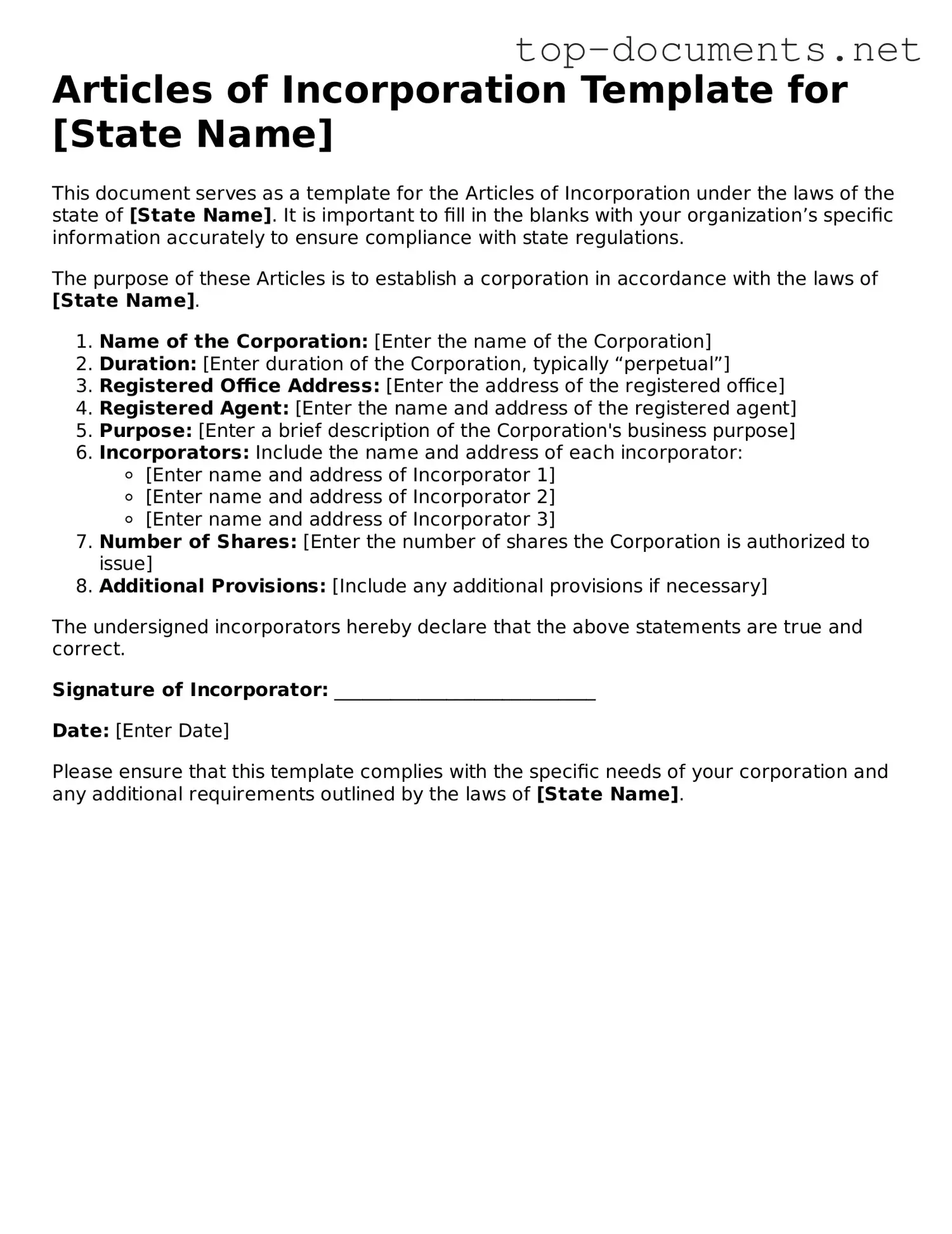 Attorney-Verified Articles of Incorporation Form