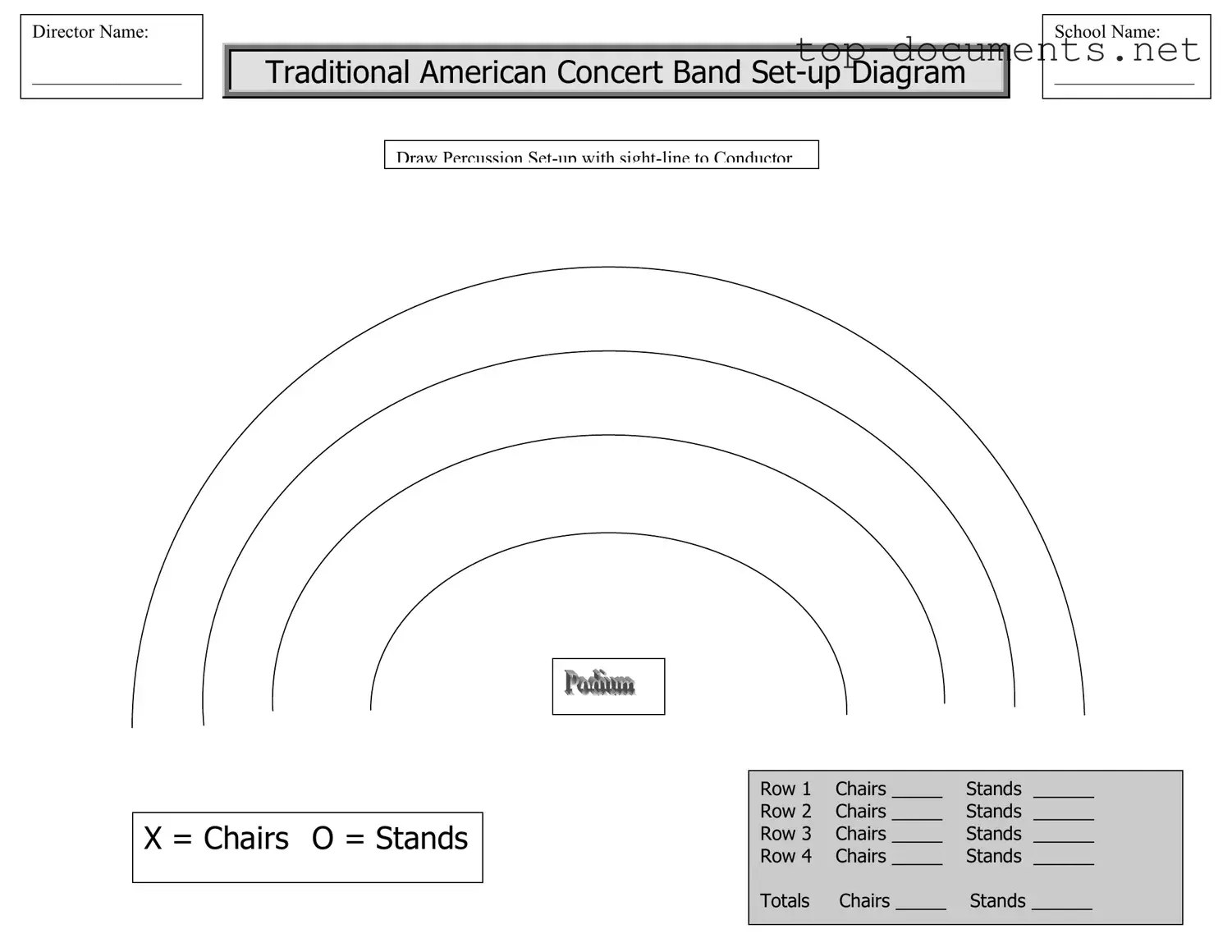 Free Band Seating Chart PDF Form