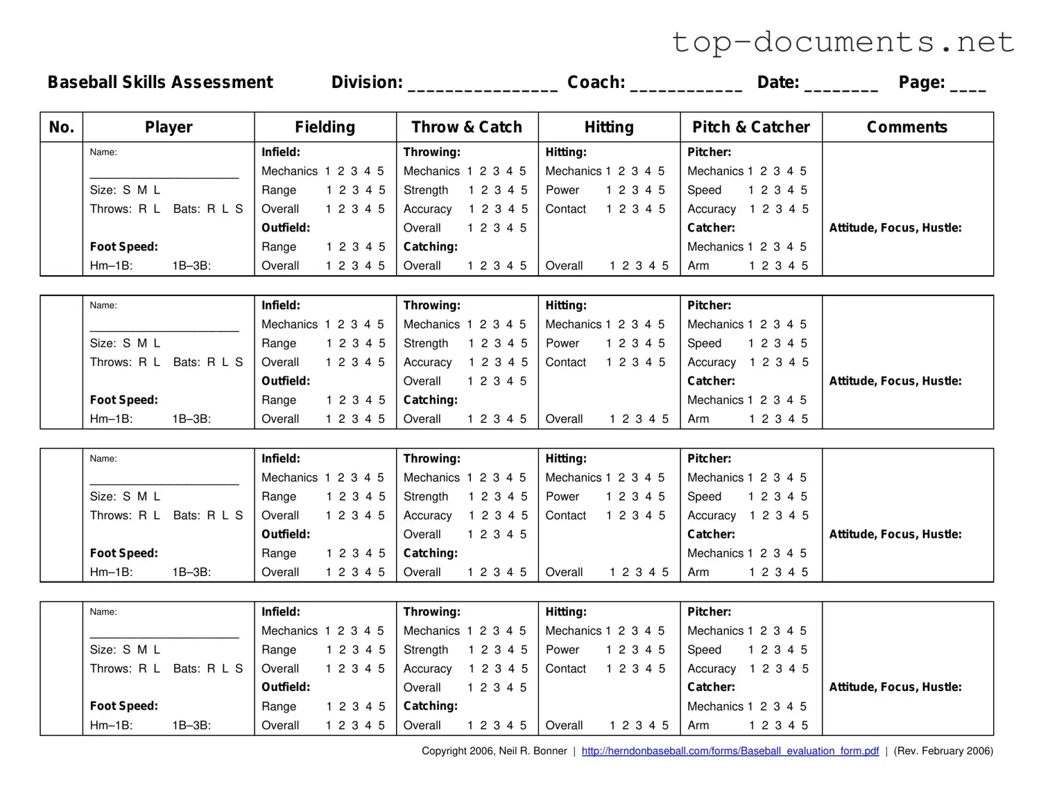 Free Baseball Assessment PDF Form