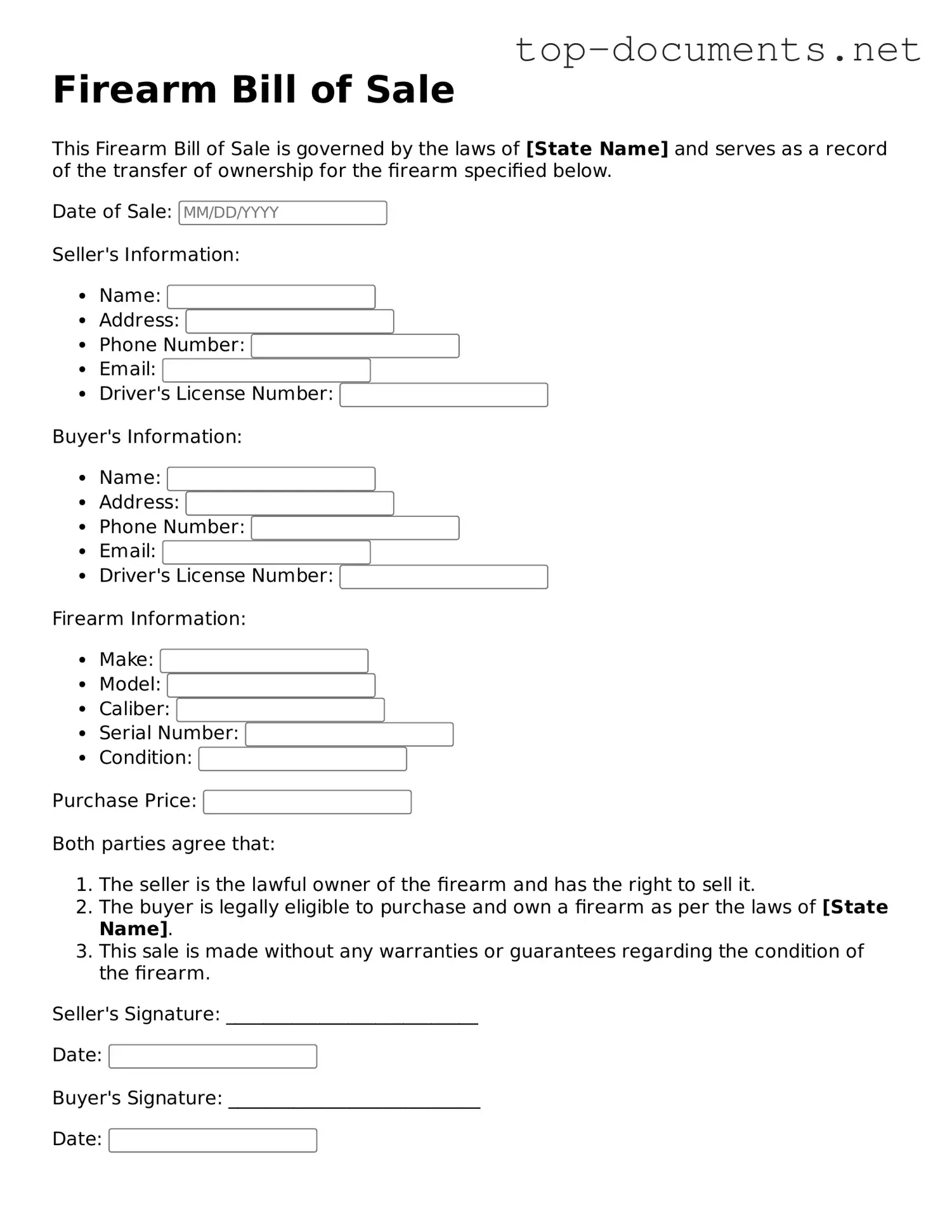 Attorney-Verified Firearm Bill of Sale Form