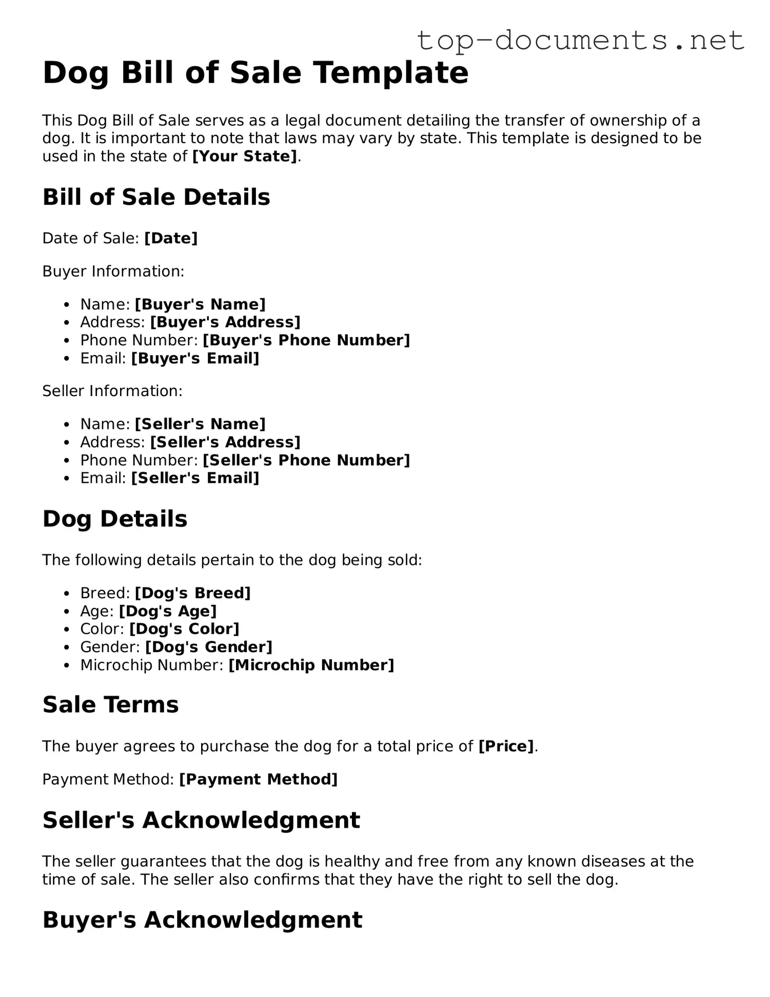 Attorney-Verified Dog Bill of Sale Form