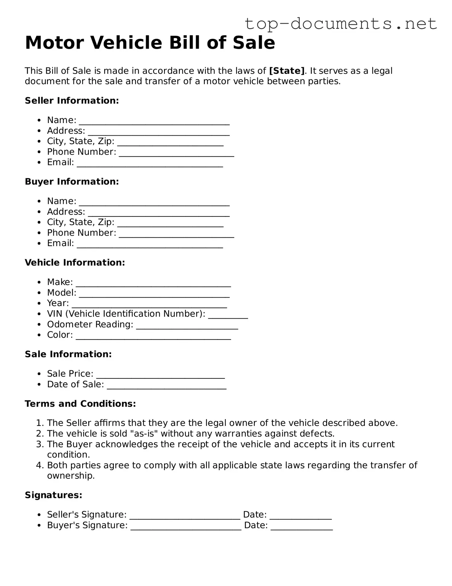 Attorney-Verified Motor Vehicle Bill of Sale Form