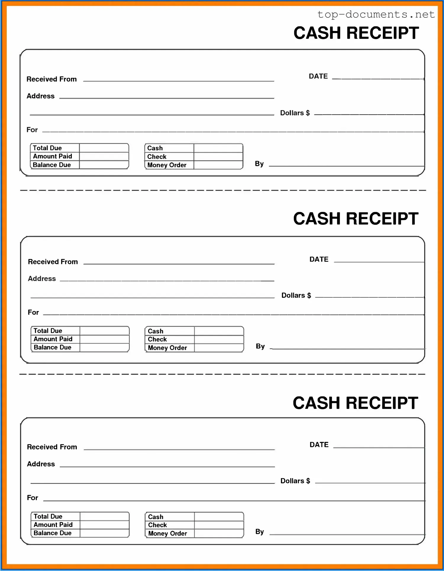 Free Cash Receipt PDF Form