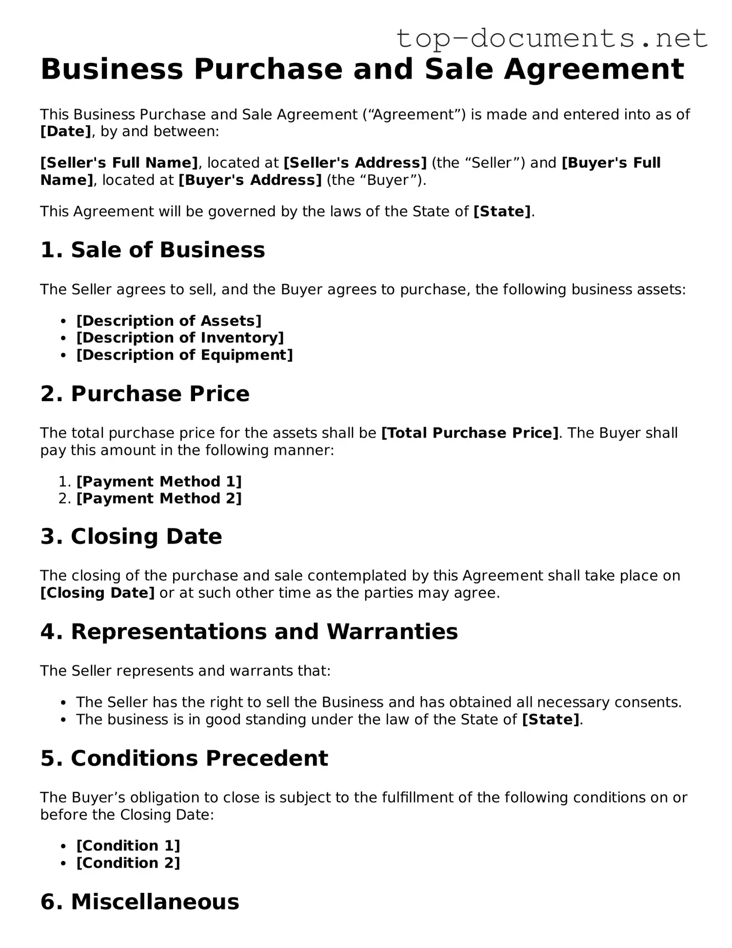 Attorney-Verified Business Purchase and Sale Agreement Form