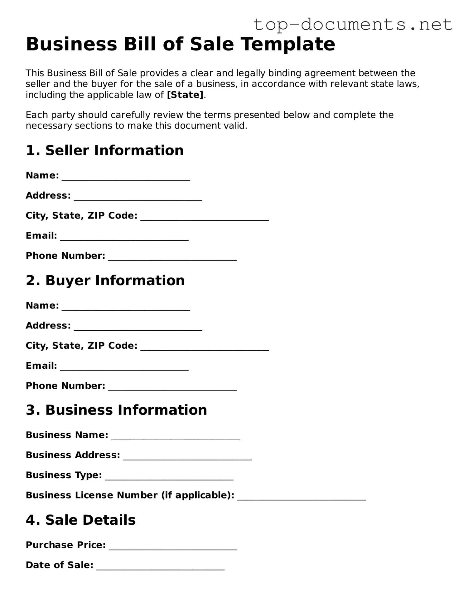 Attorney-Verified Business Bill of Sale Form