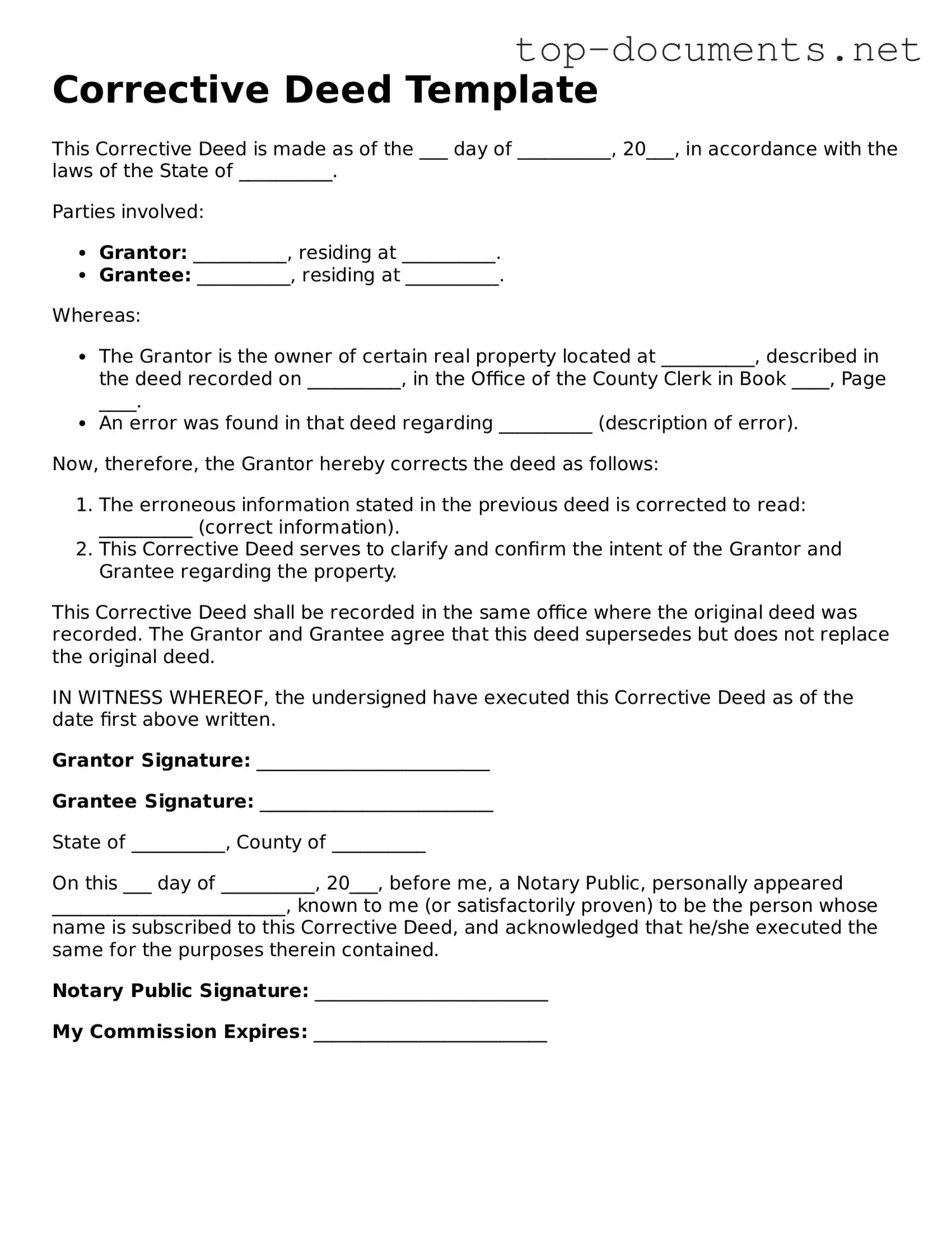 Attorney-Verified Corrective Deed Form