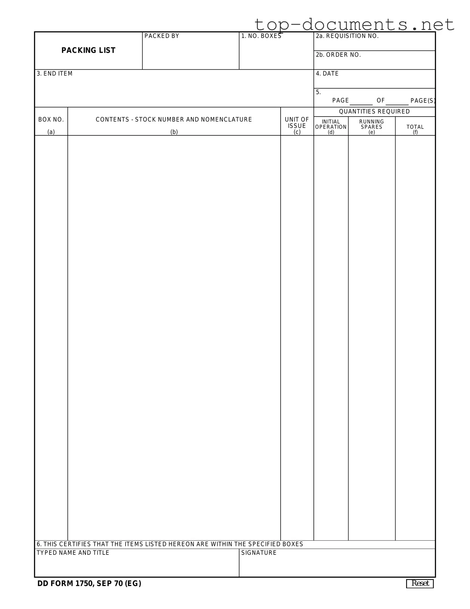 Free Dd 1750 PDF Form