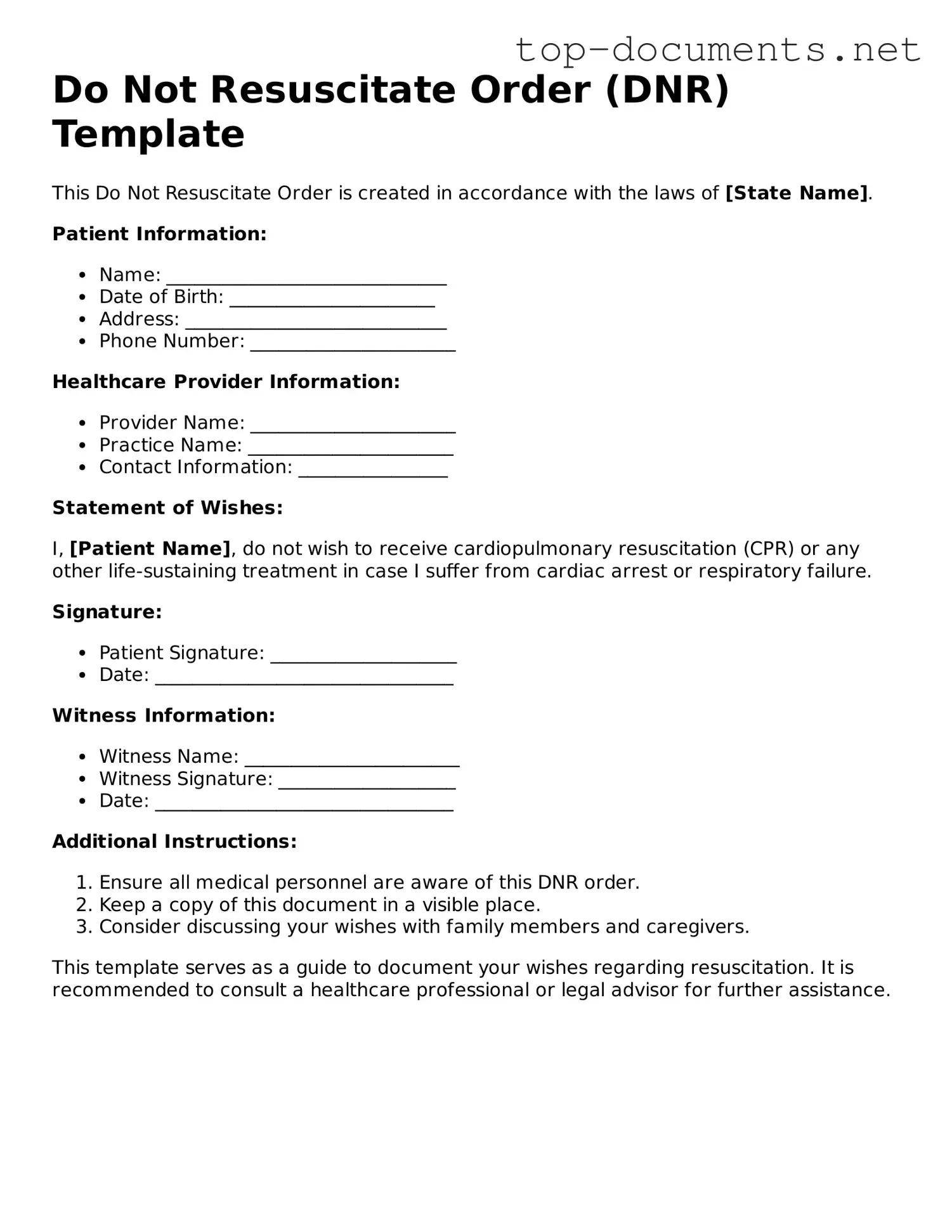 Attorney-Verified Do Not Resuscitate Order Form