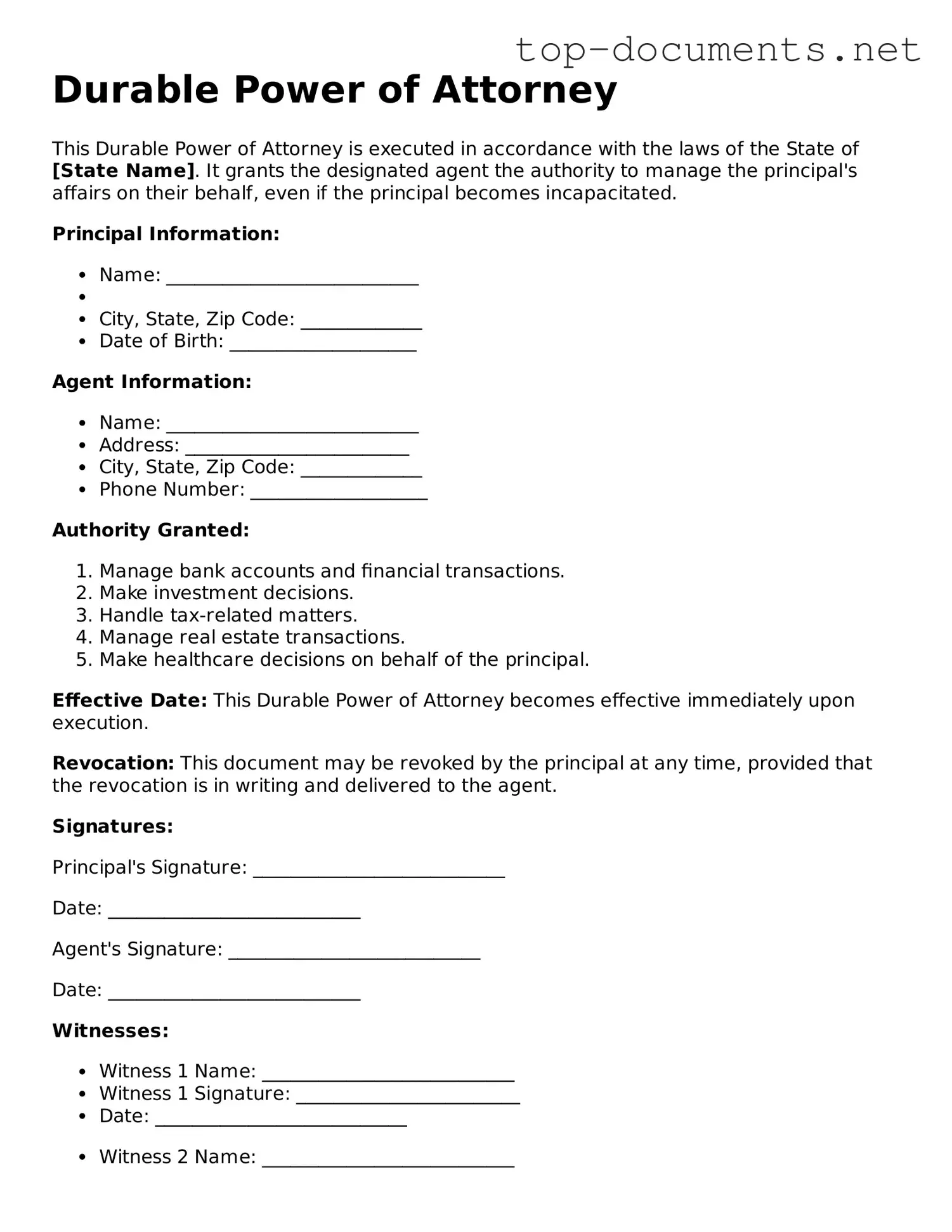 Attorney-Verified Durable Power of Attorney Form