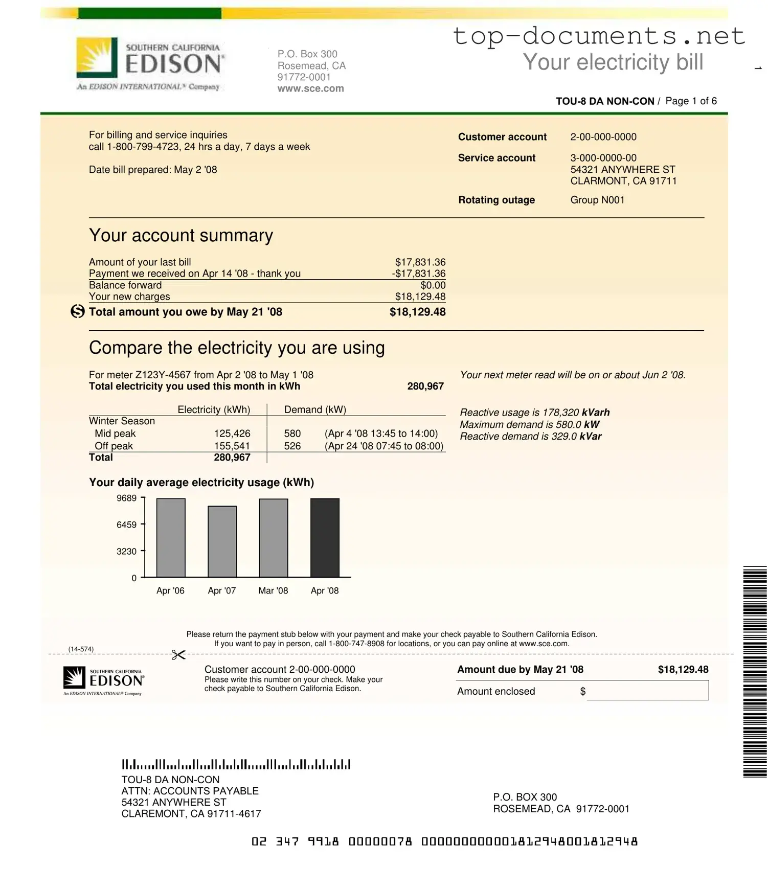 Free Edison Electricity Bill PDF Form