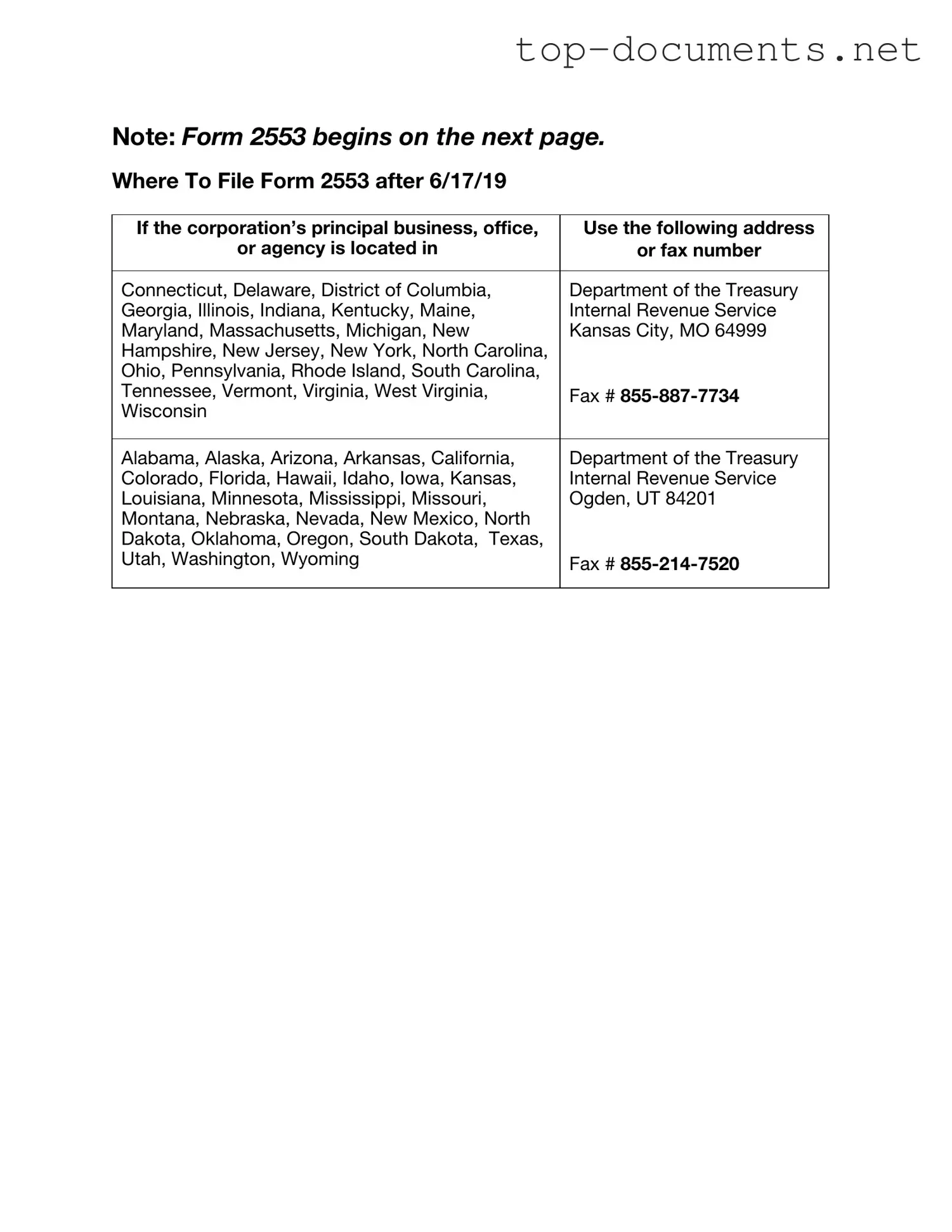 Free IRS 2553 PDF Form