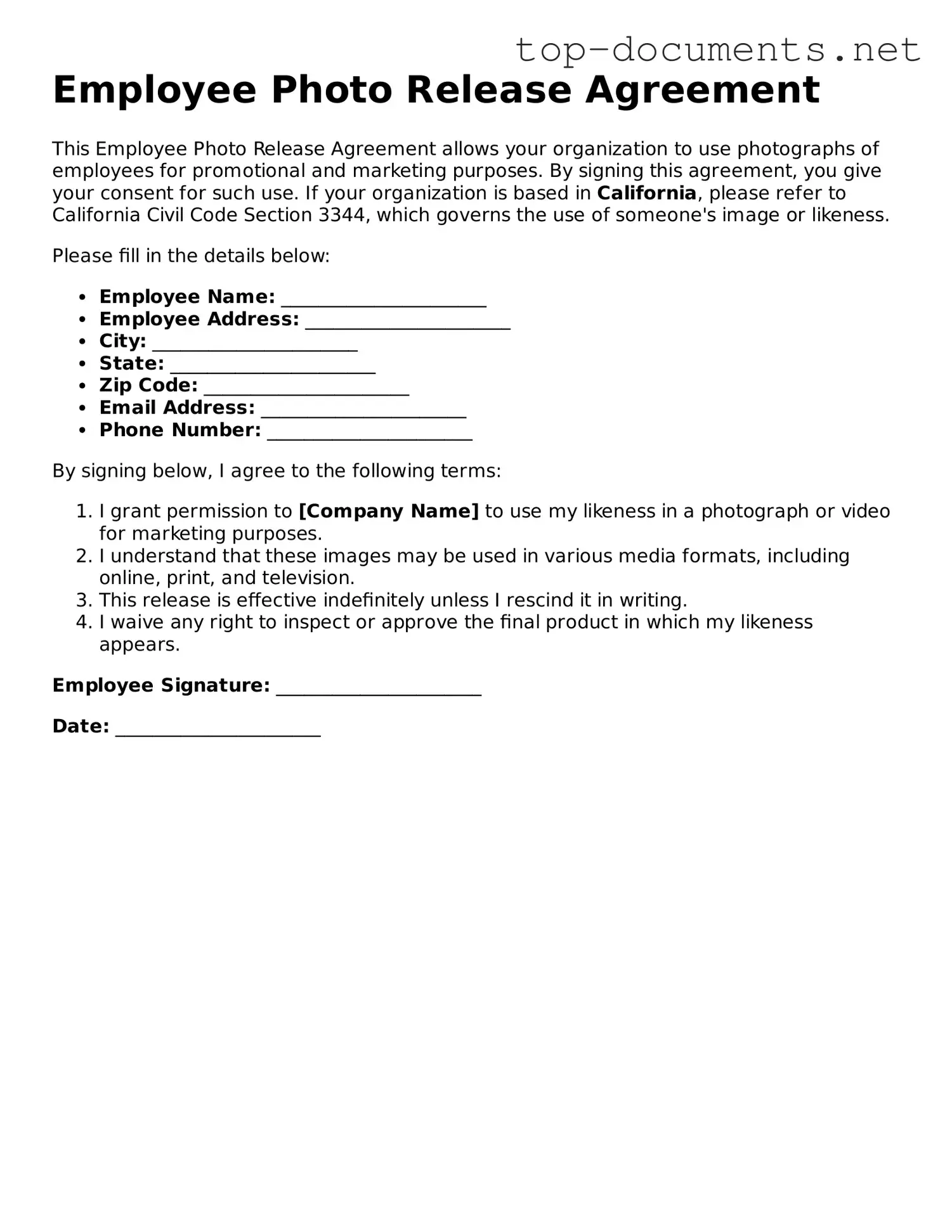 Attorney-Verified Employee Photo Release Form