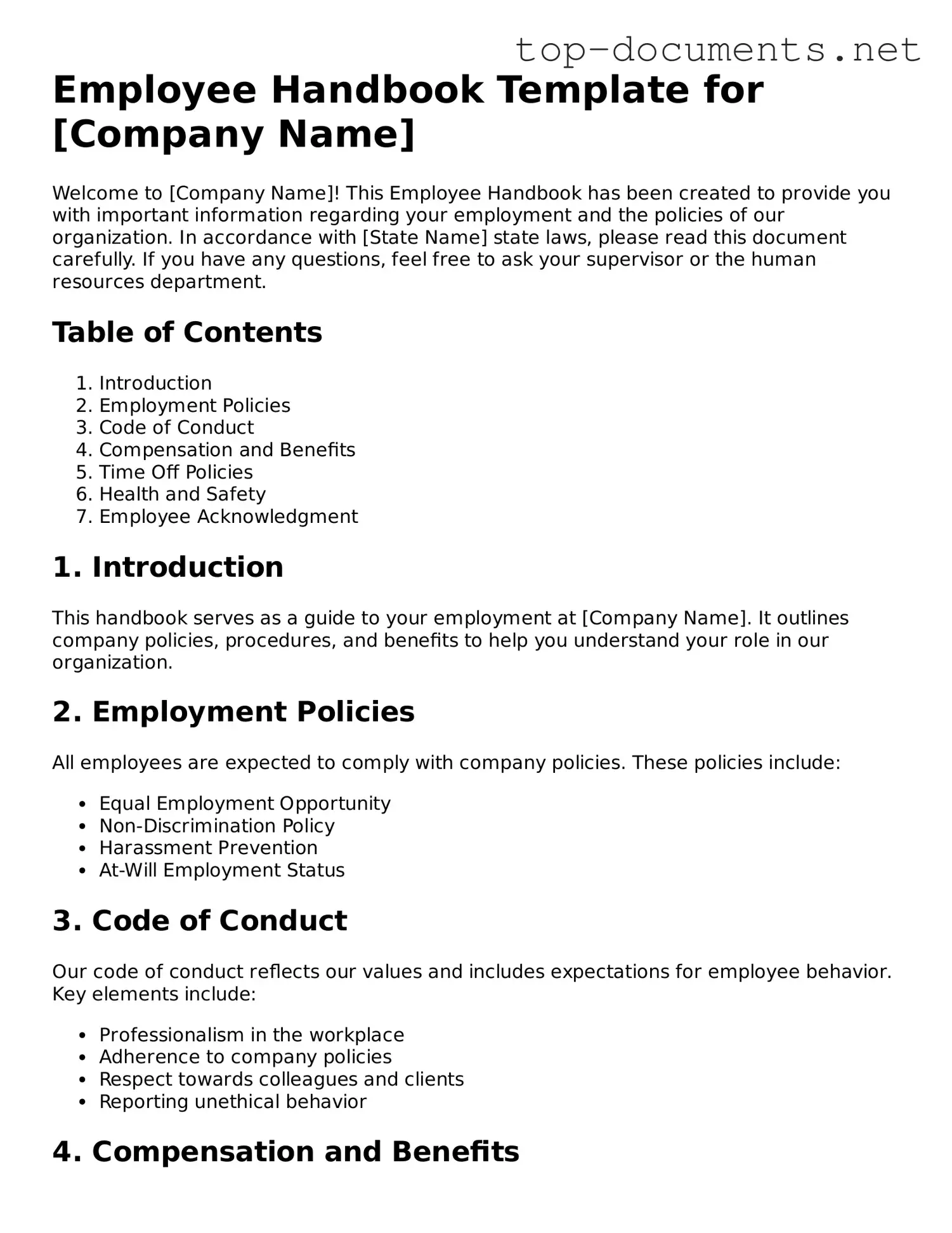 Attorney-Verified Employee Handbook Form