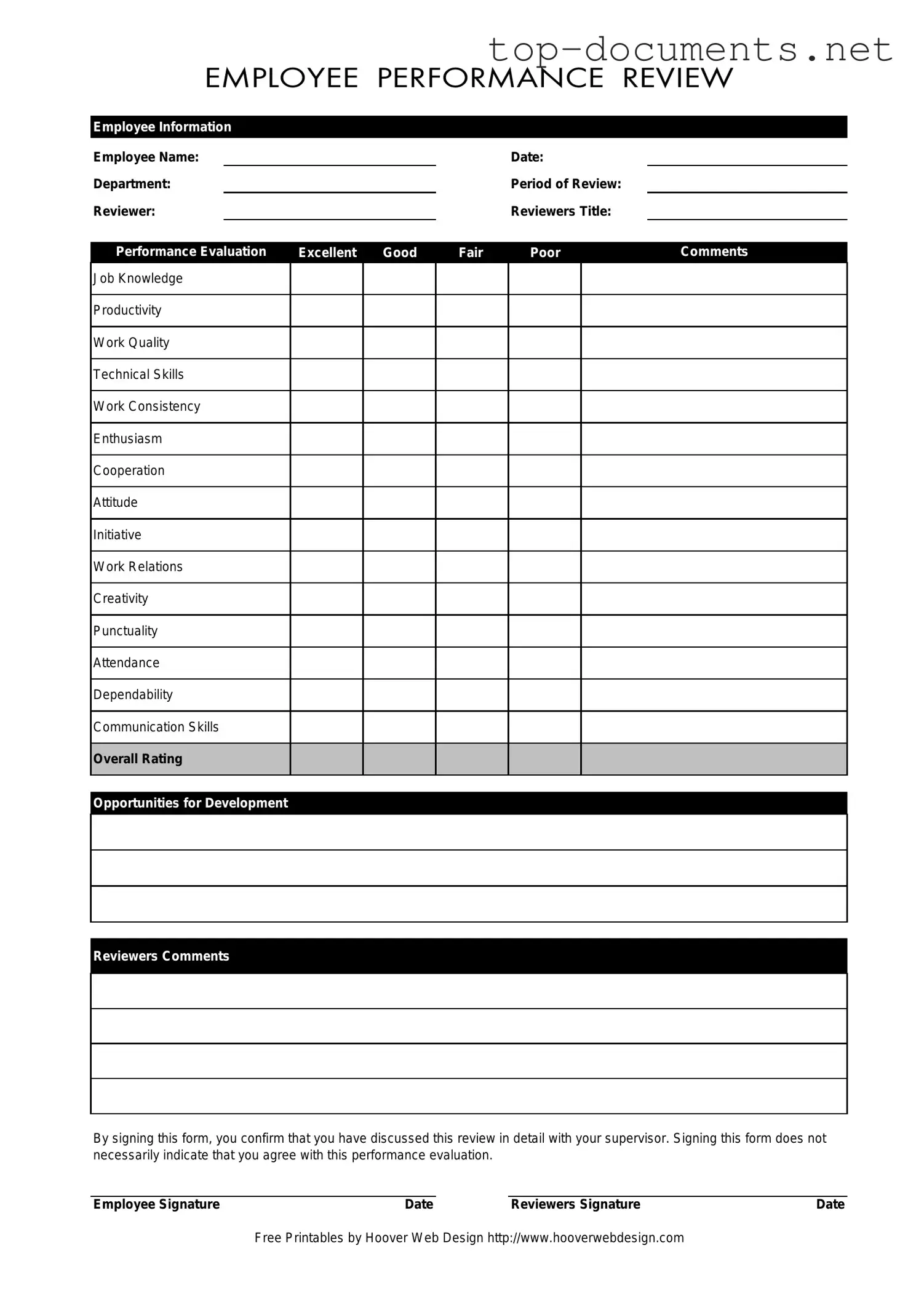 Free Employee PDF Form
