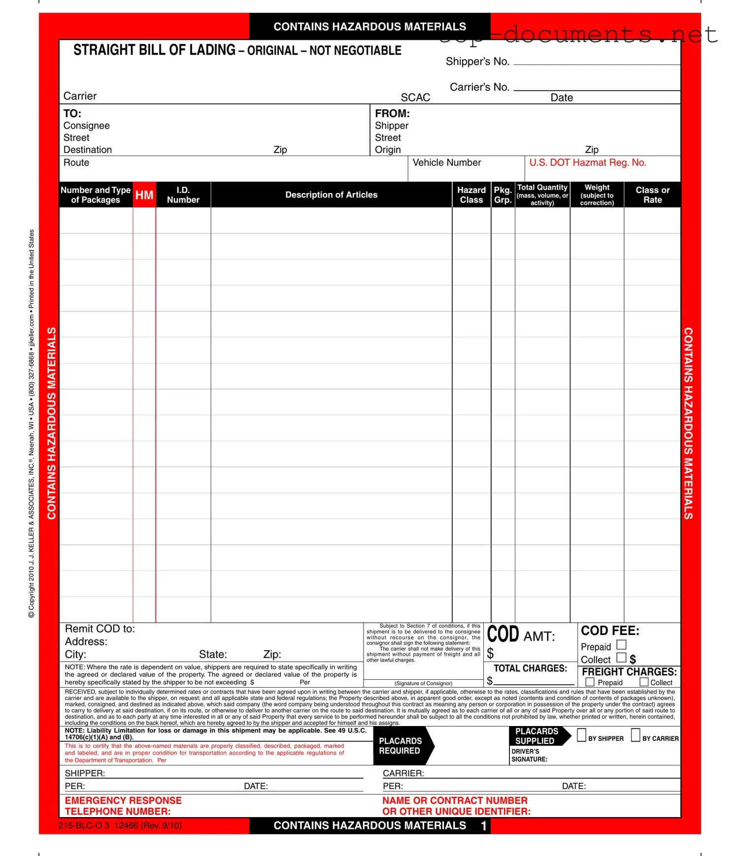 Free Hazard Bill Of Ladden PDF Form