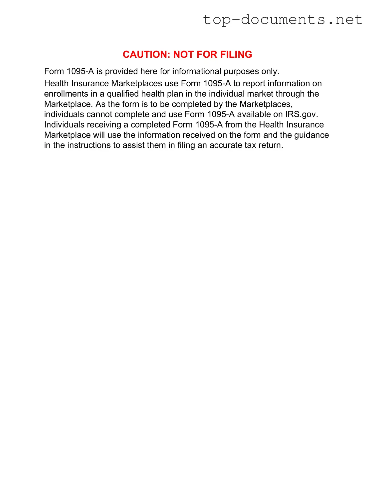 Free IRS 1095-A PDF Form