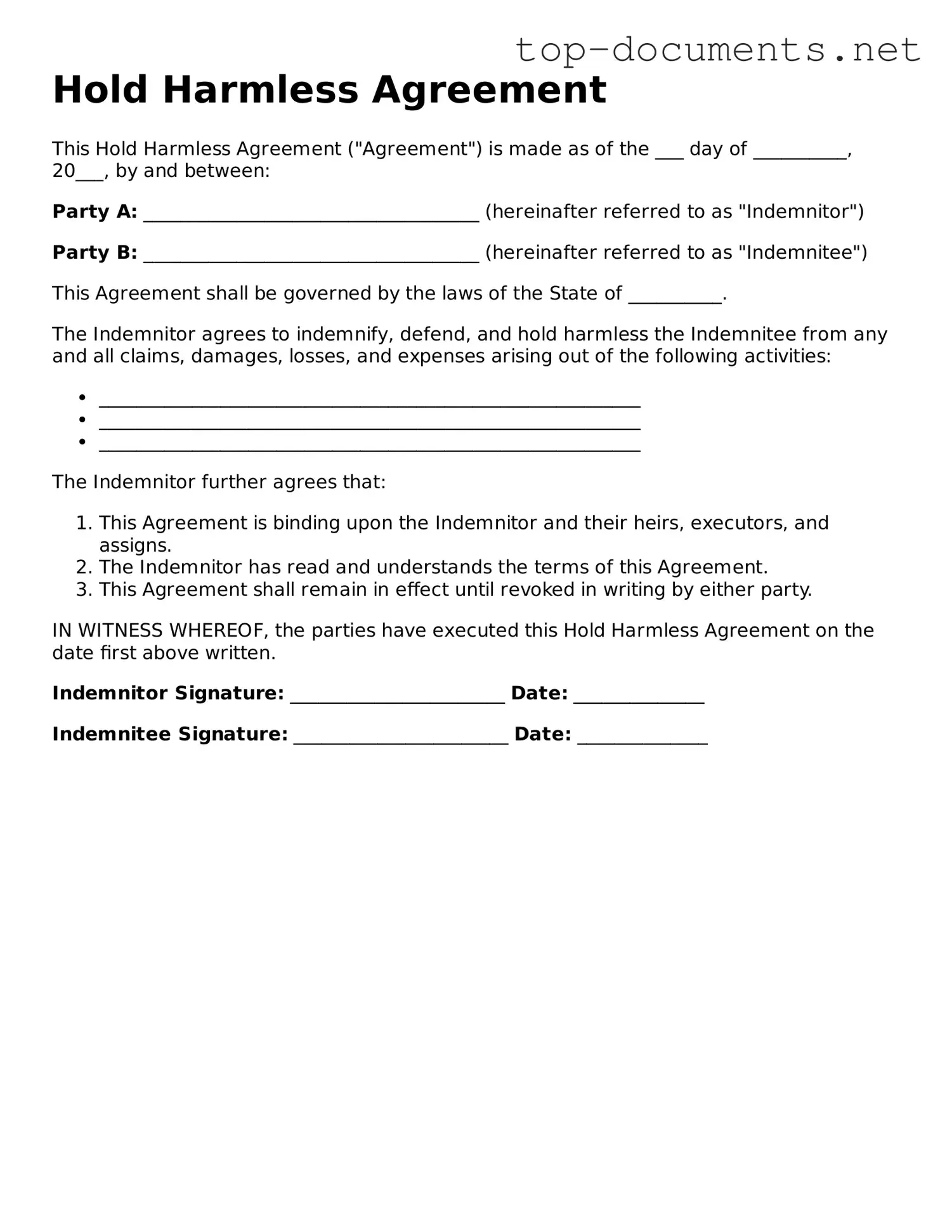 Attorney-Verified Hold Harmless Agreement Form