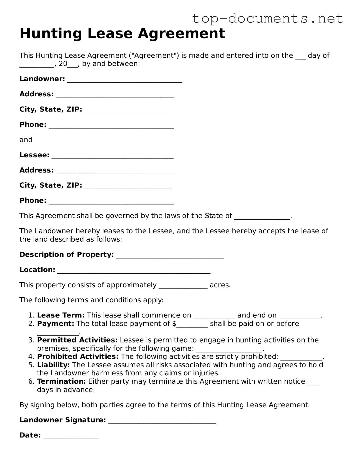 Attorney-Verified Hunting Lease Agreement Form