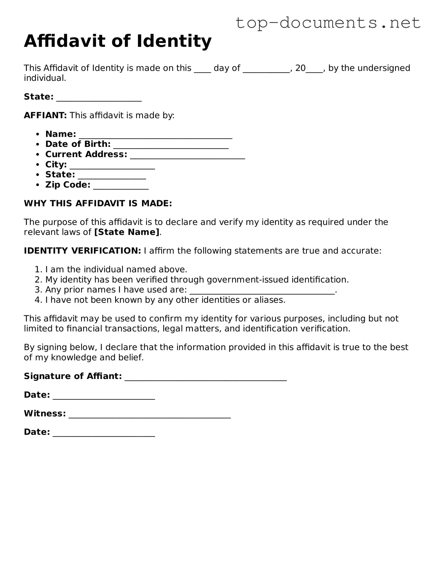 Attorney-Verified Affidavit of Identity Form