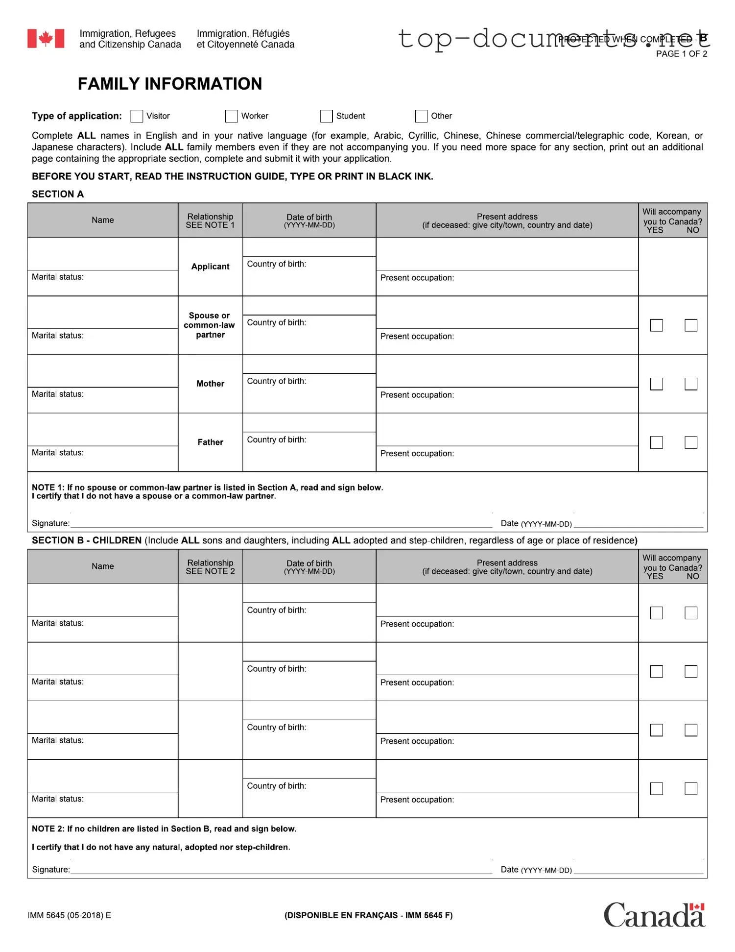 Free Imm 5645 PDF Form