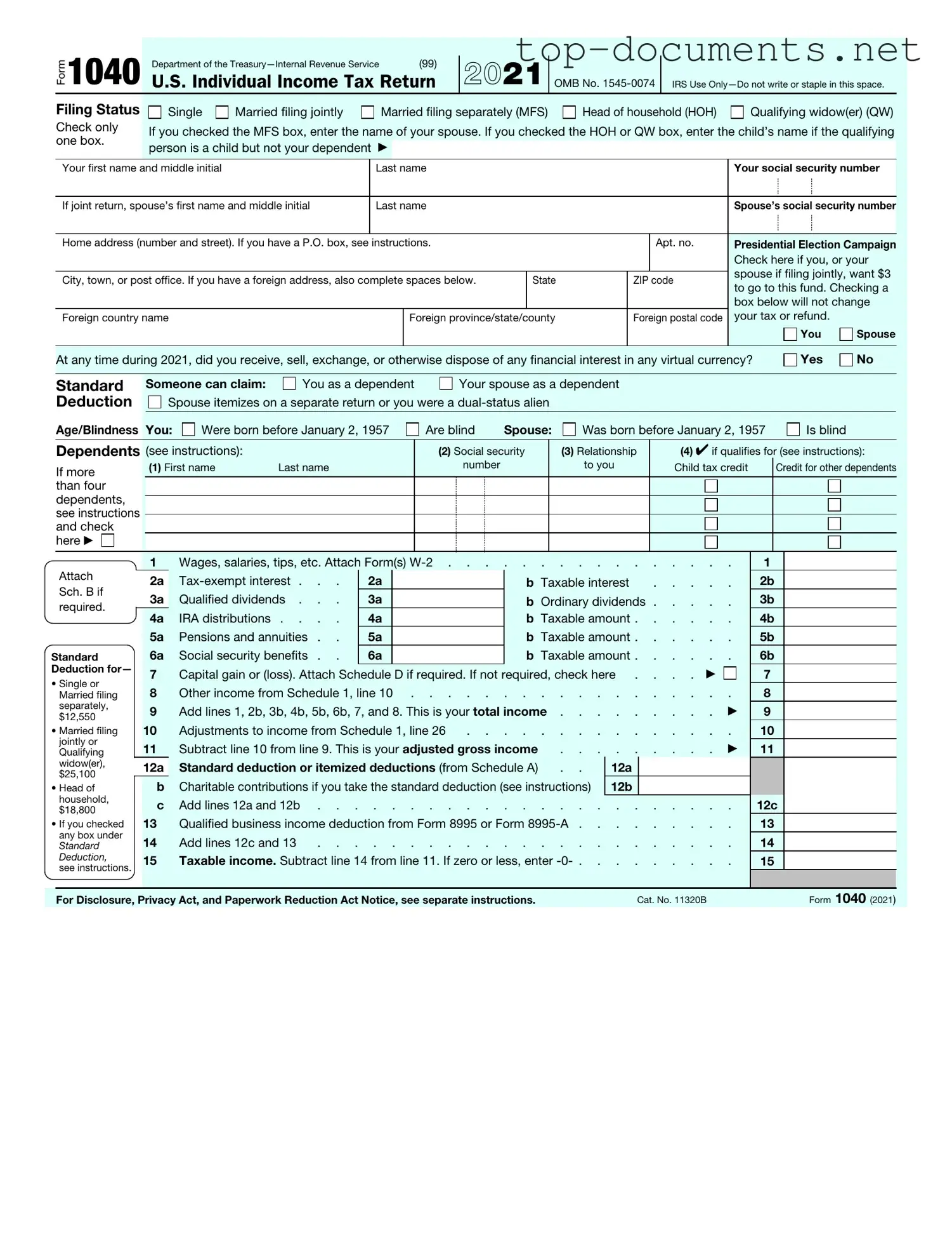 Free IRS 1040 PDF Form