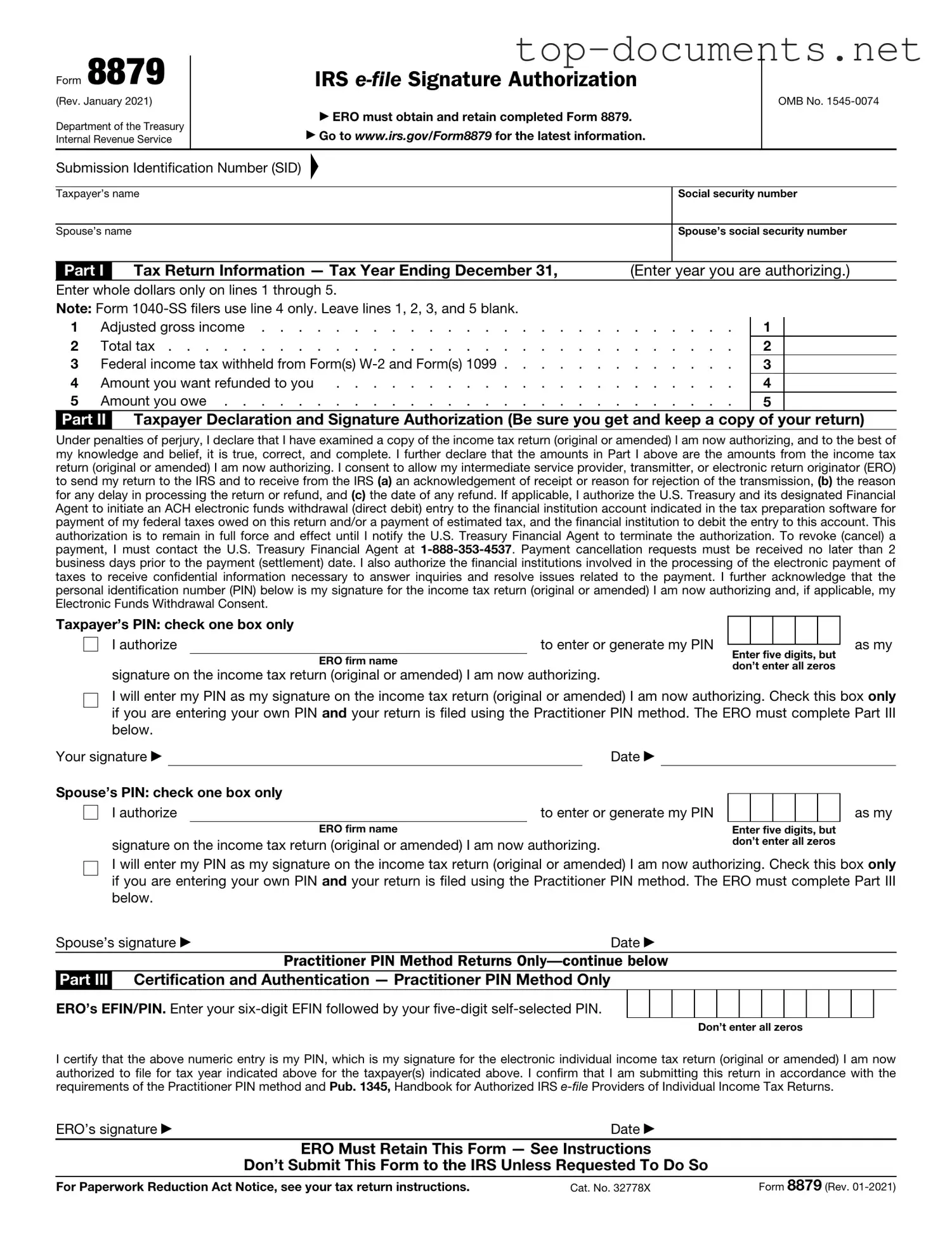 Free IRS 8879 PDF Form