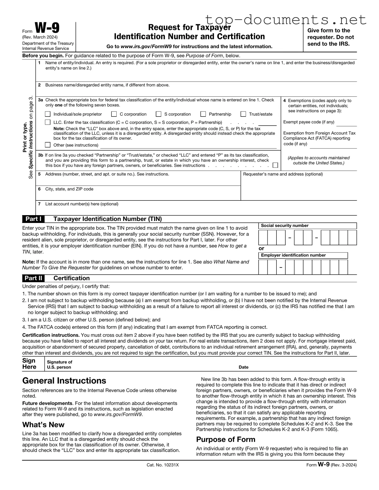 Free IRS W-9 PDF Form