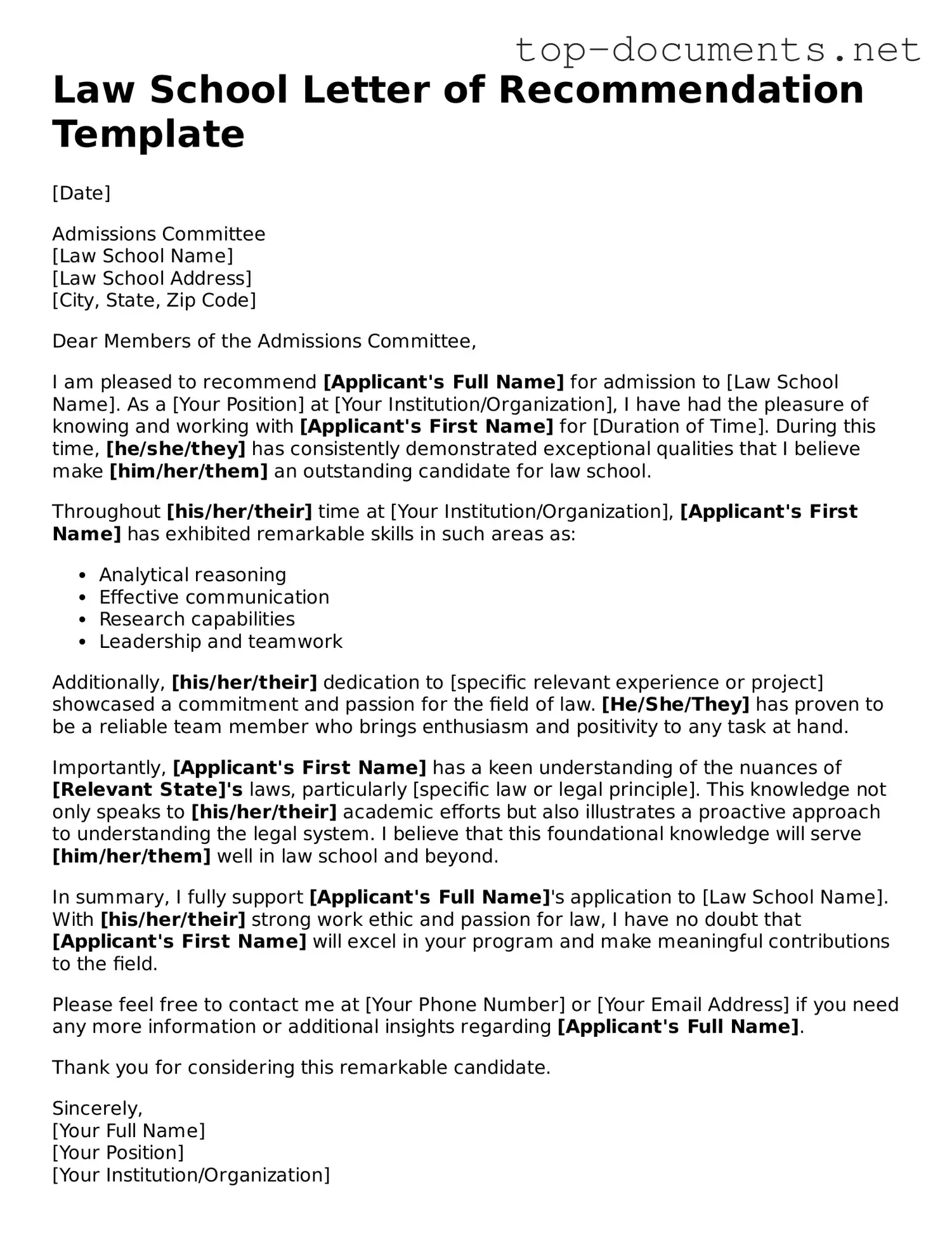 Attorney-Verified Law School Letter of Recommendation Form