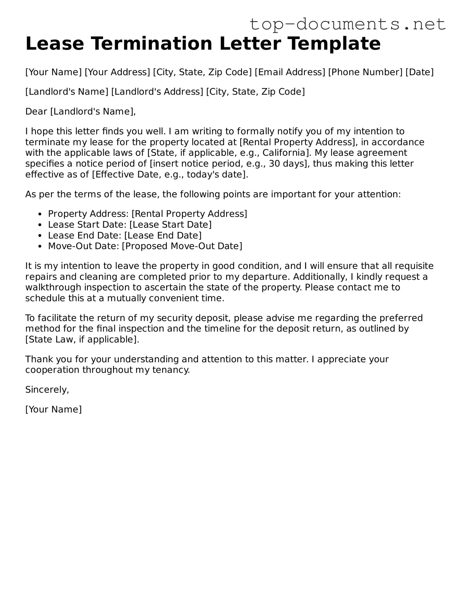 Attorney-Verified Lease Termination Letter Form