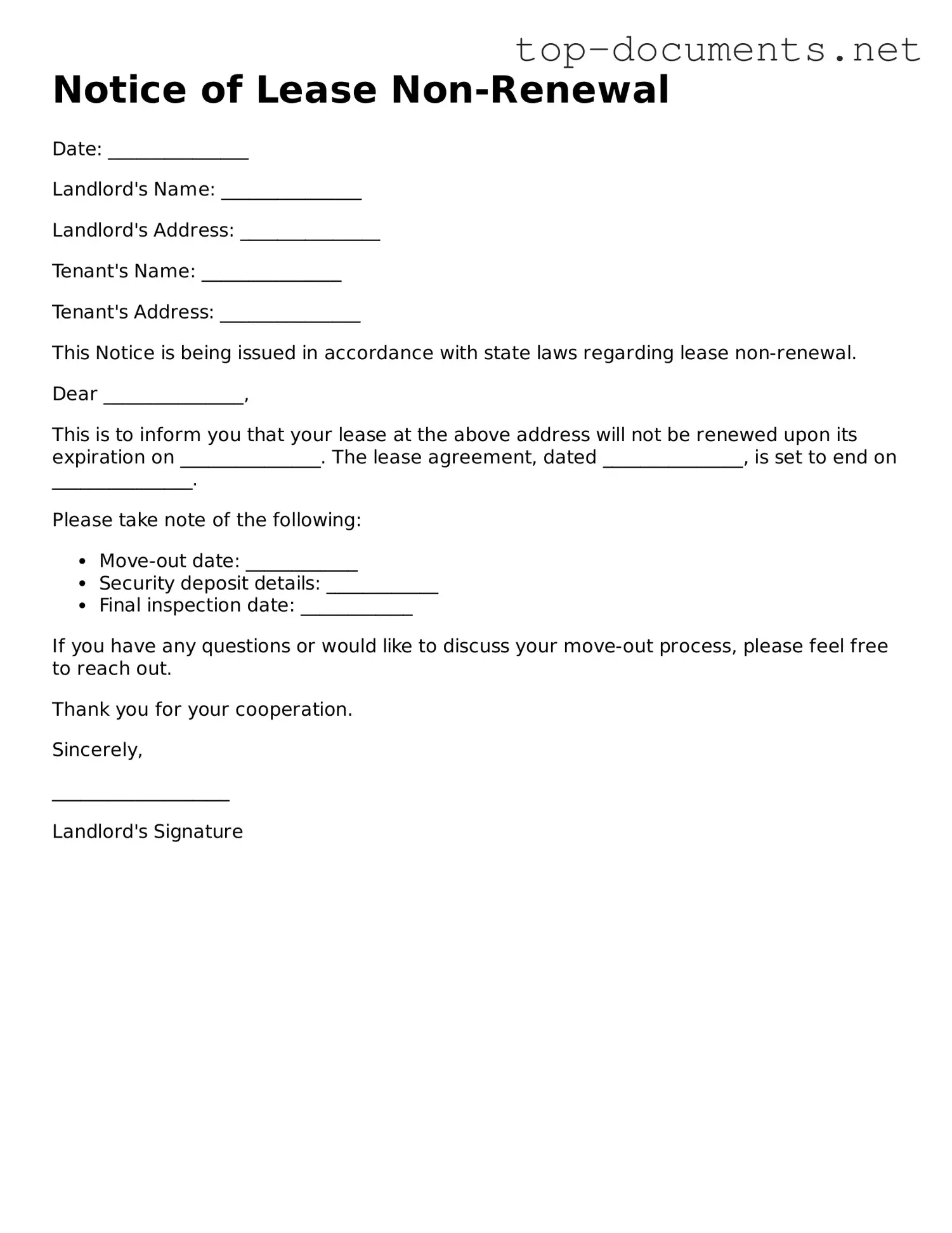 Attorney-Verified Notice of Lease Non-Renewal Form