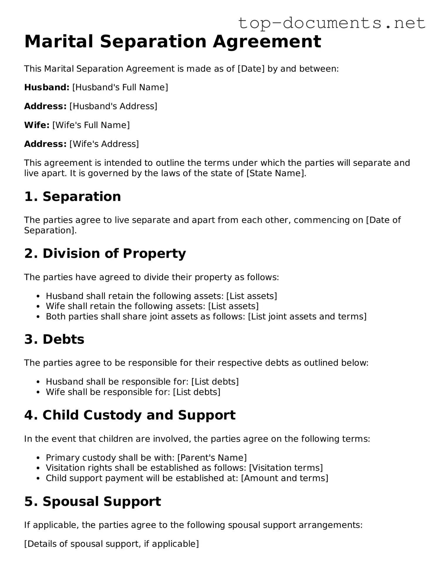 Attorney-Verified Marital Separation Agreement Form