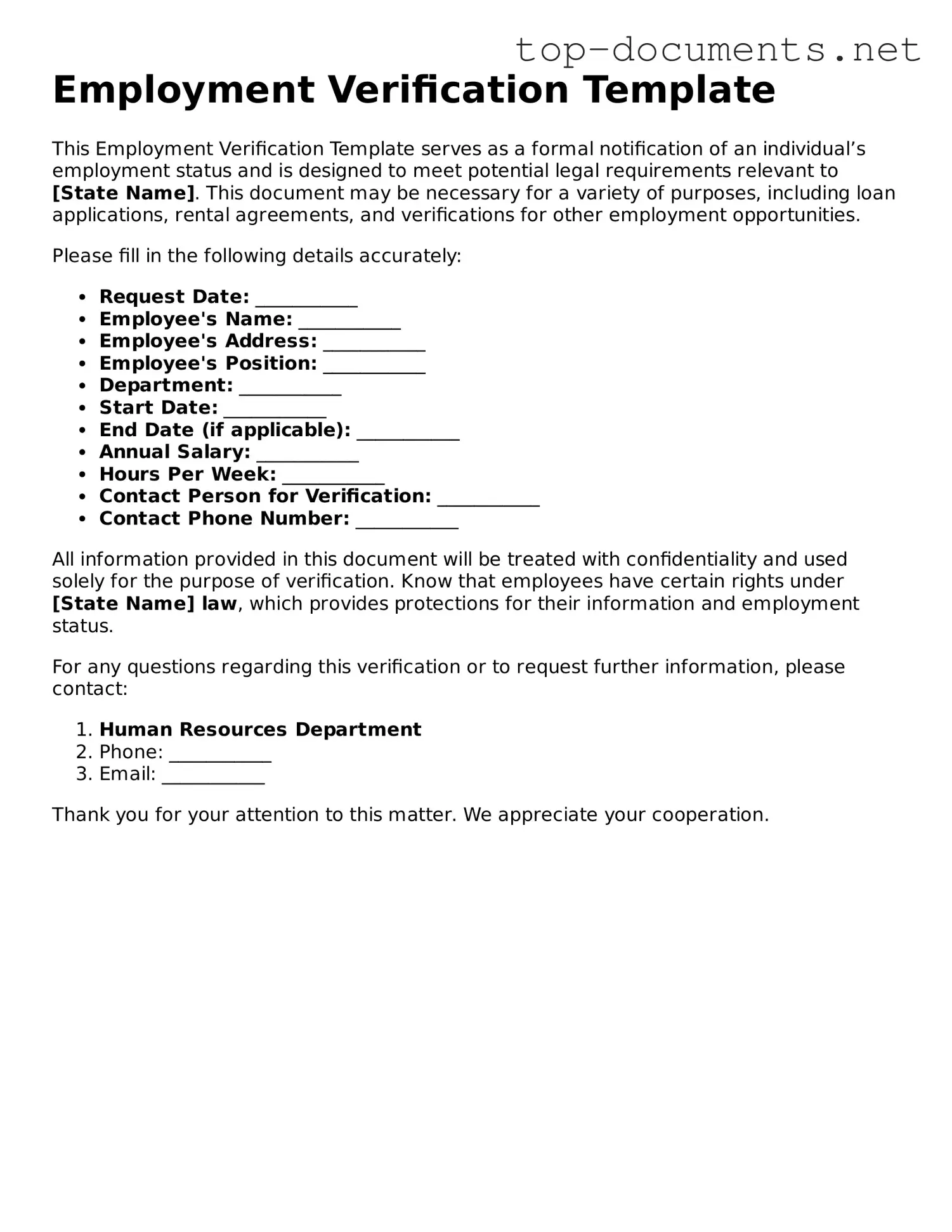 Attorney-Verified Employment Verification Form
