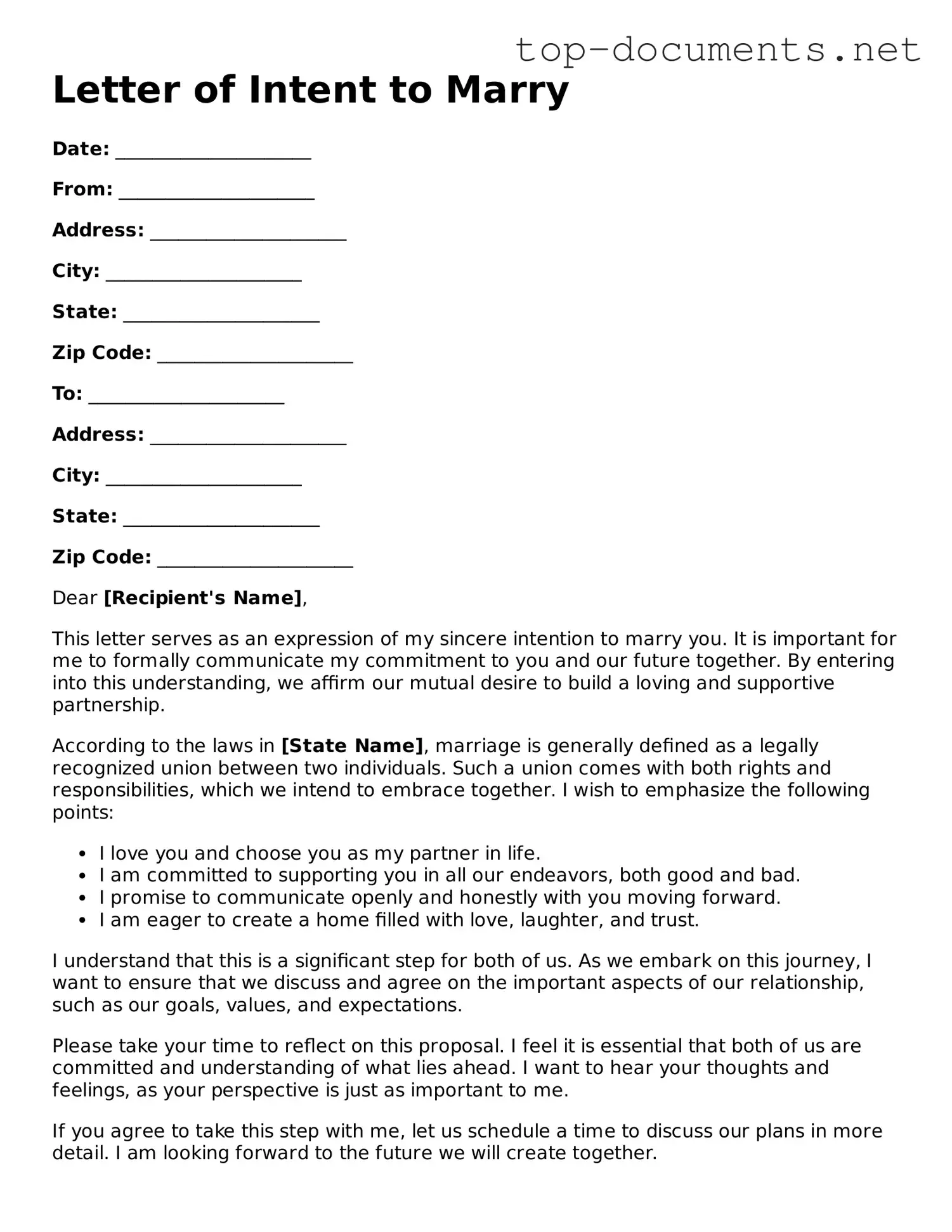 Attorney-Verified Letter of Intent to Marry Form