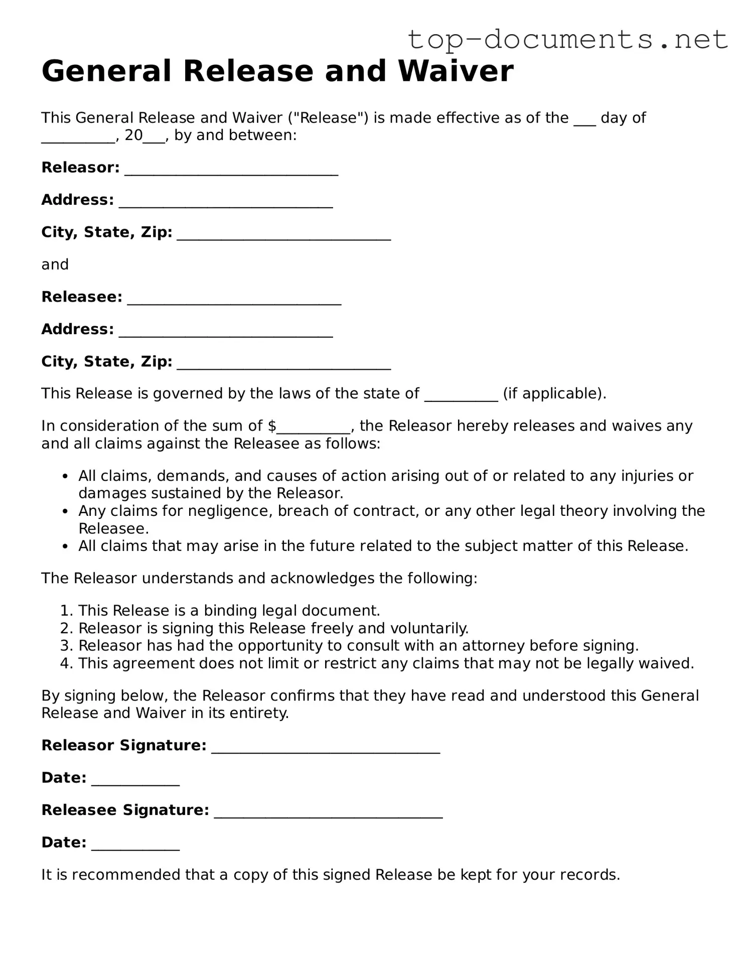 Attorney-Verified General Release and Waiver Form
