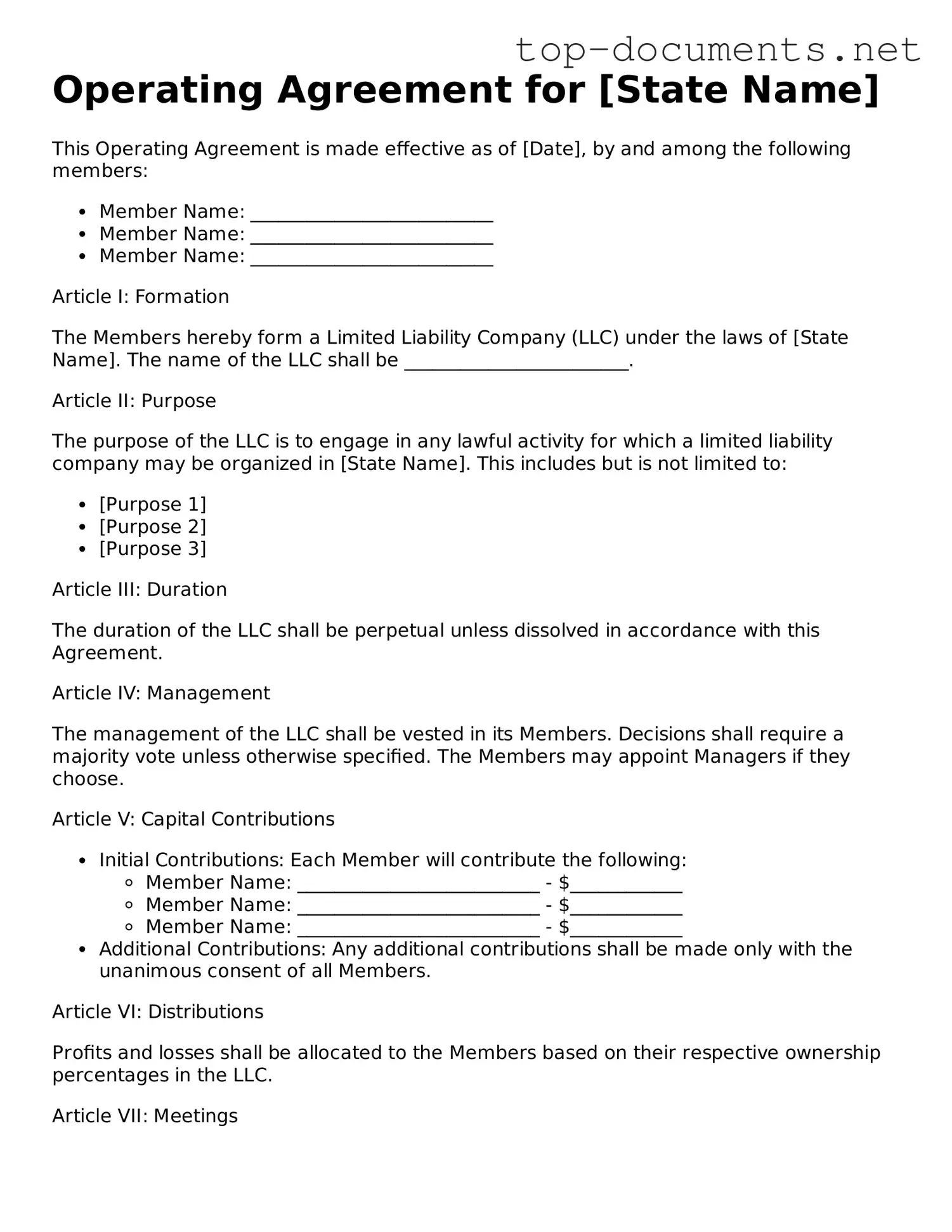 Attorney-Verified Operating Agreement Form