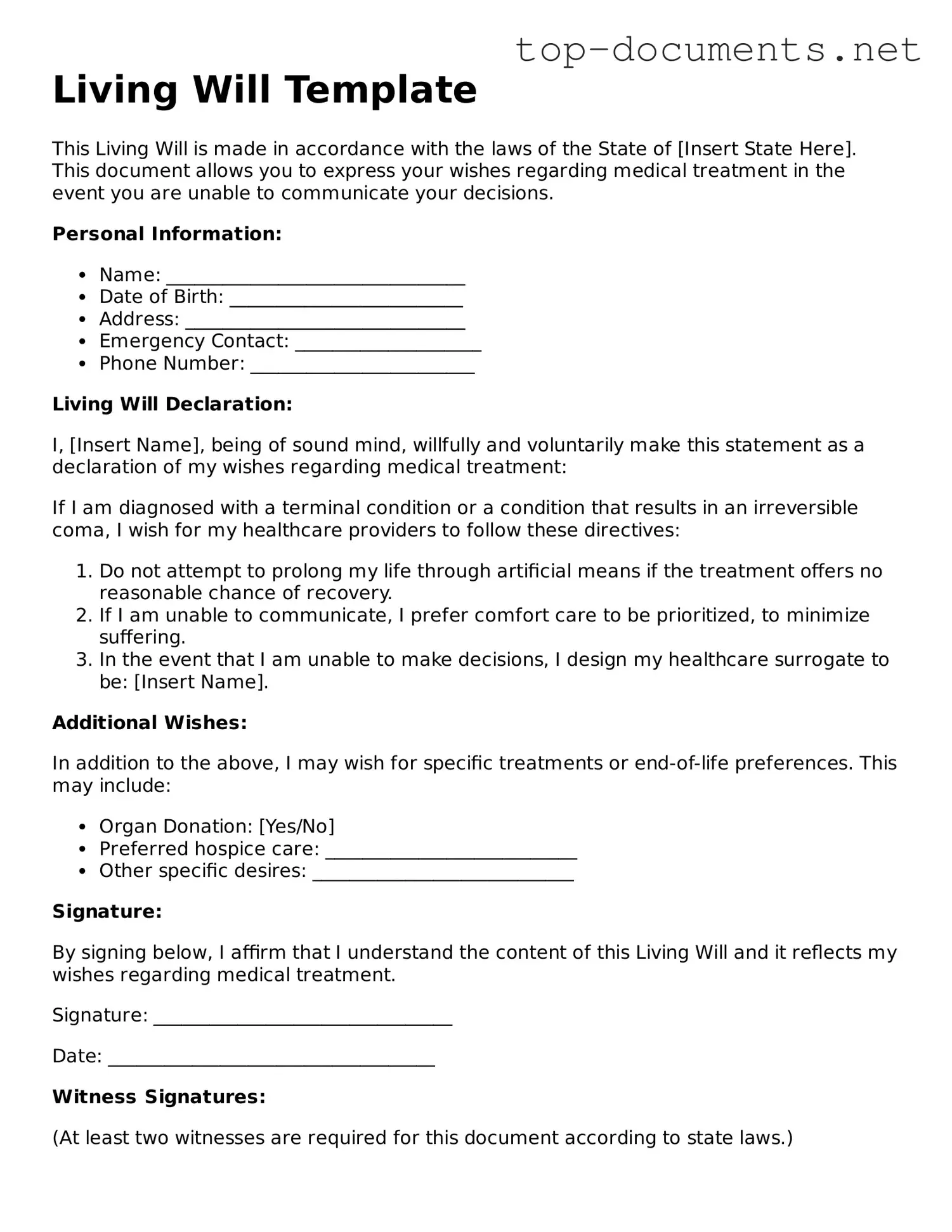 Attorney-Verified Living Will Form