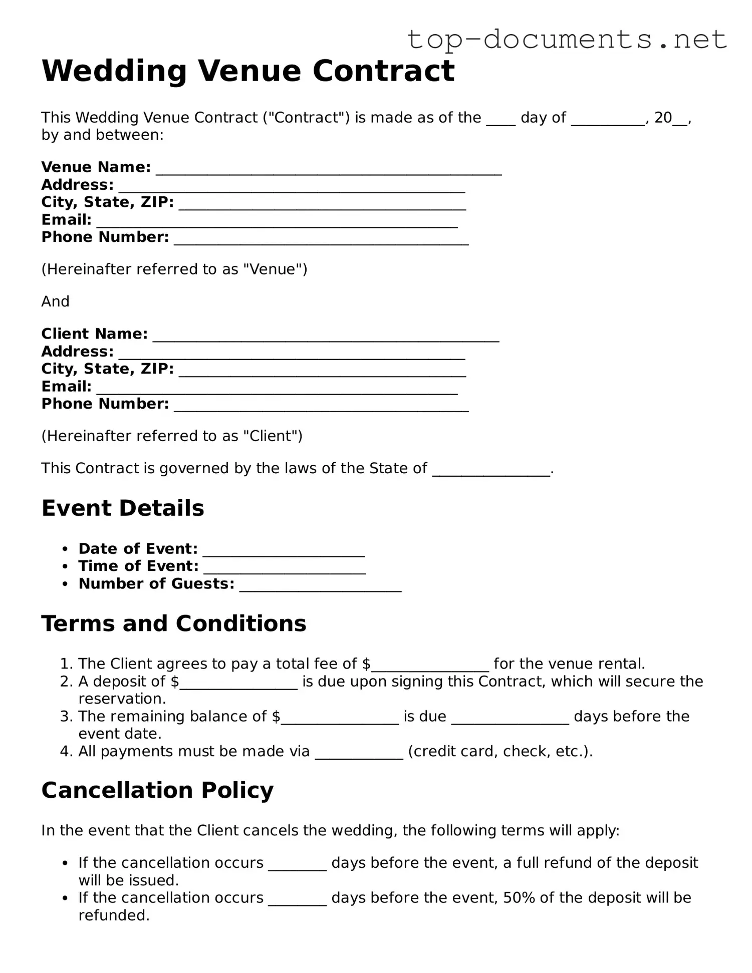 Attorney-Verified Wedding Venue Contract Form