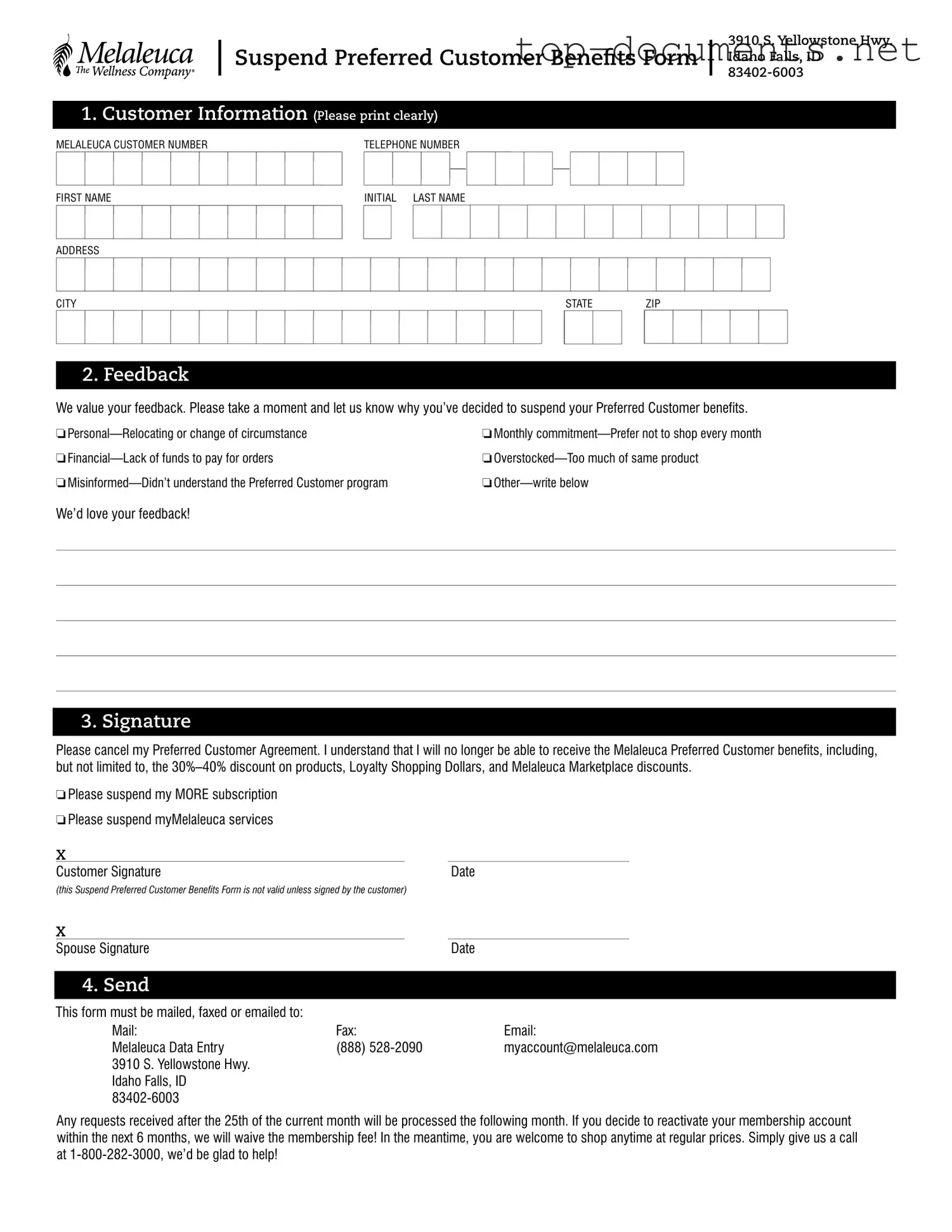 Free Melaleuca Cancellation PDF Form
