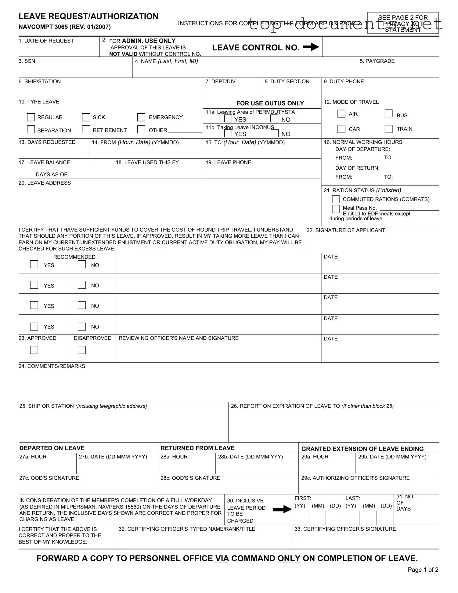 Free Navcompt 3065 PDF Form