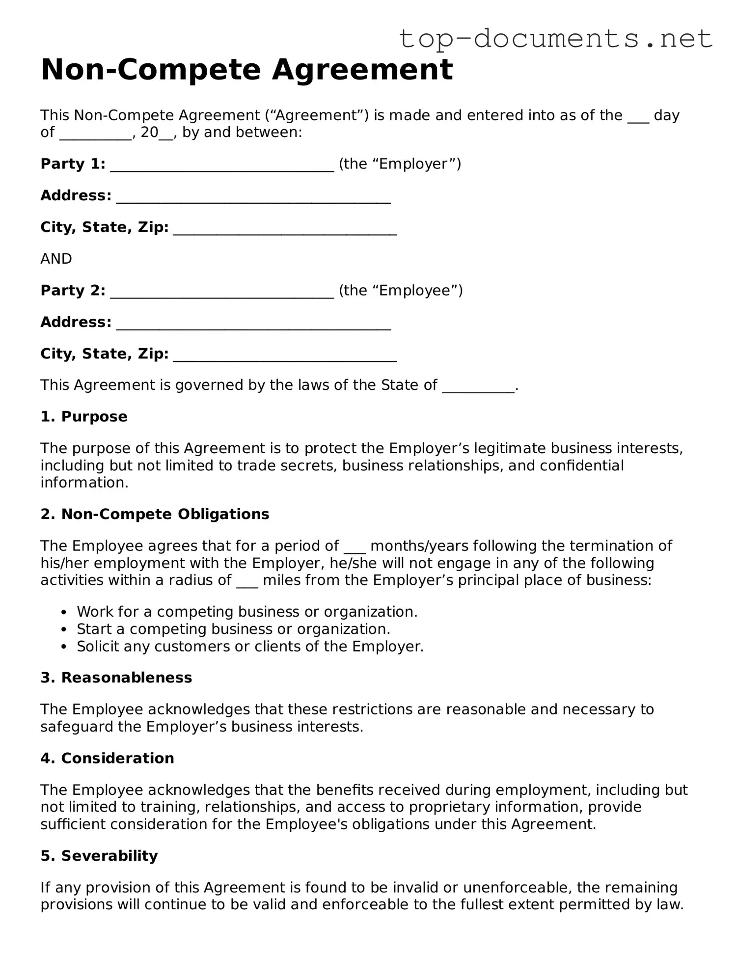 Attorney-Verified Non-compete Agreement Form
