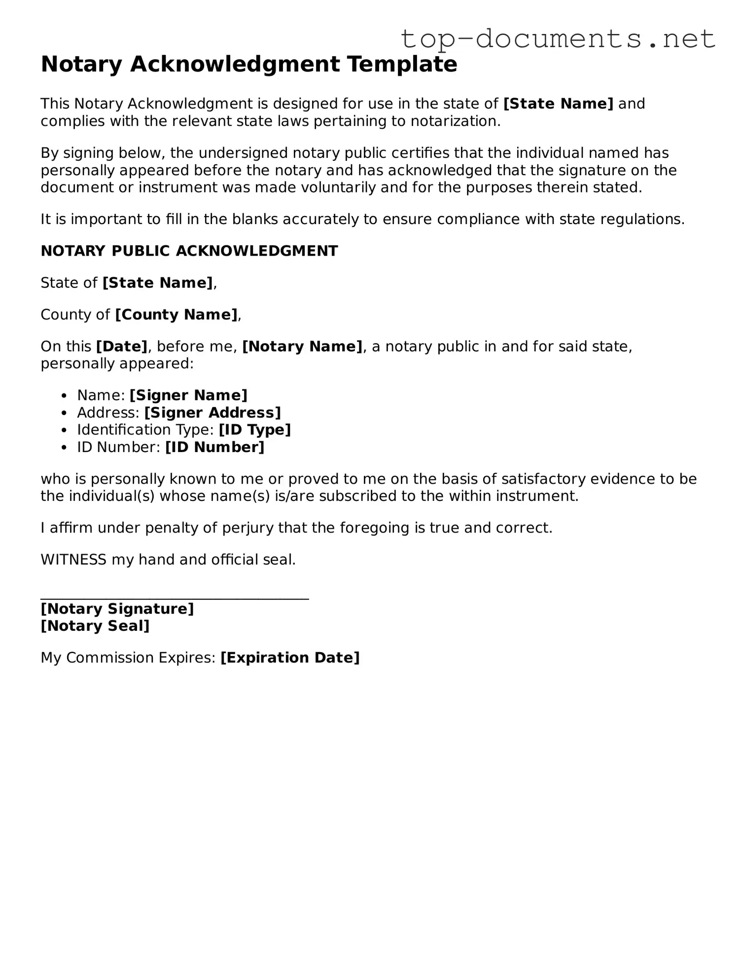 Attorney-Verified Notary Acknowledgement Form