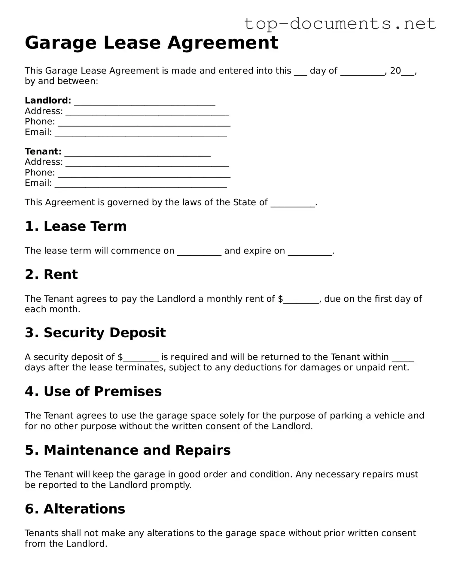Attorney-Verified Garage Lease Agreement Form