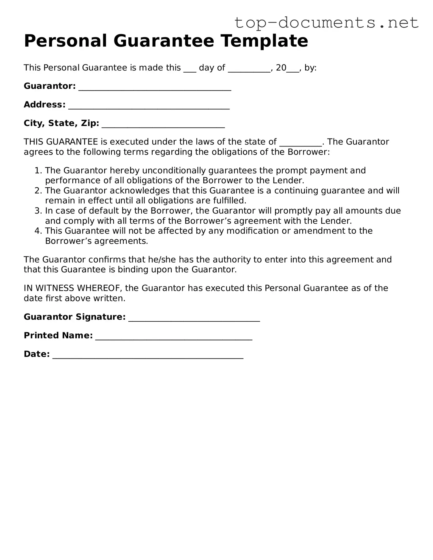 Attorney-Verified Personal Guarantee Form