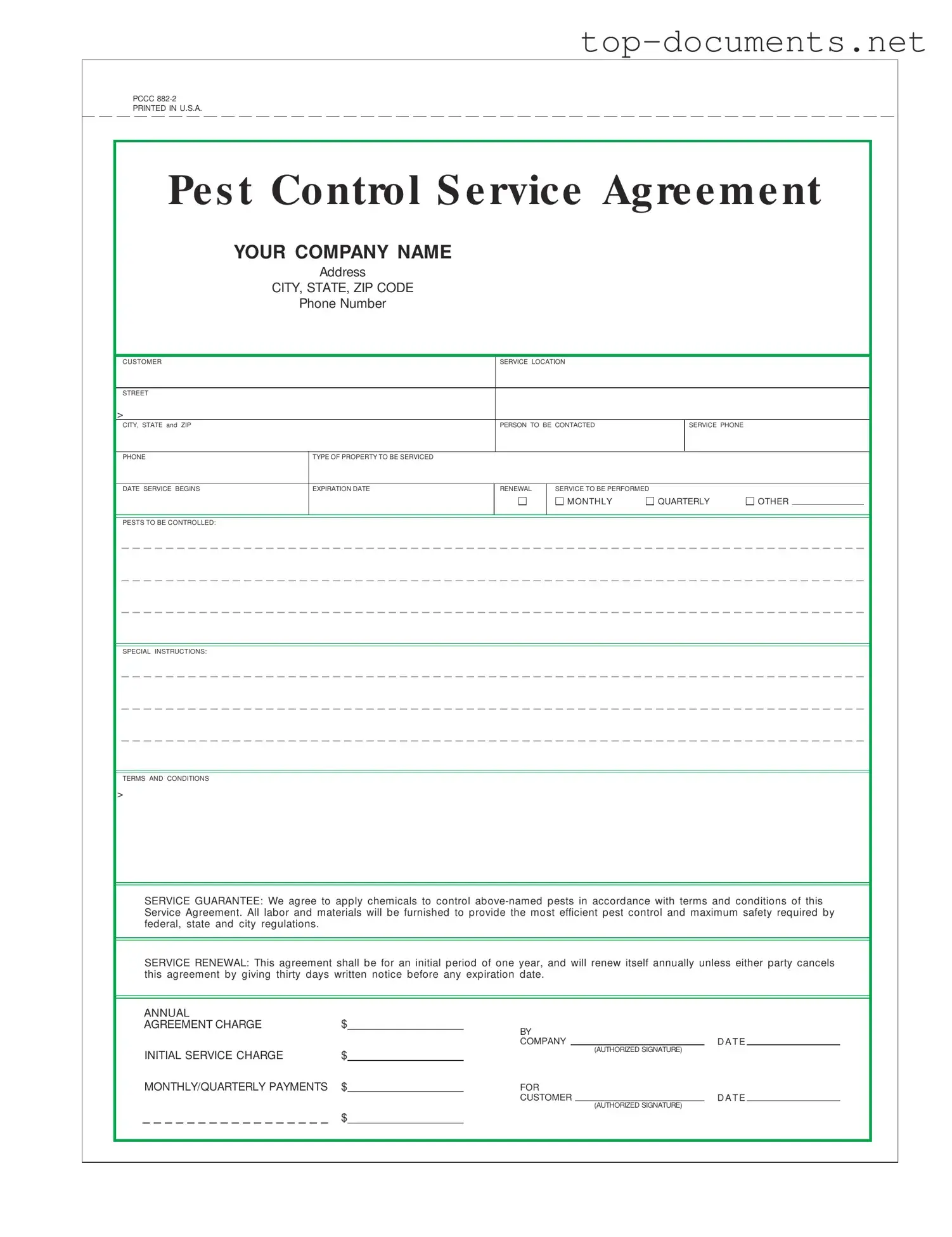 Free Pest Control Contract PDF Form