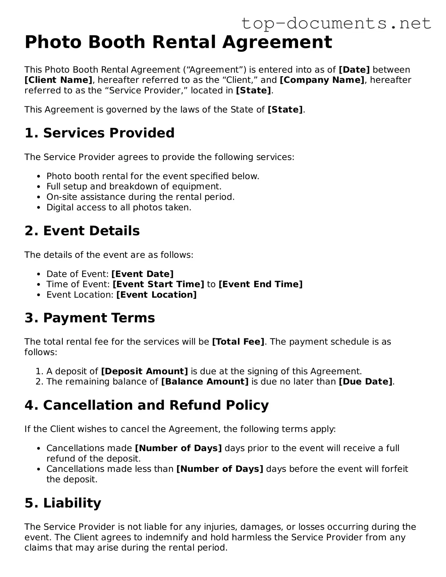 Attorney-Verified Photo Booth Rental Agreement Form