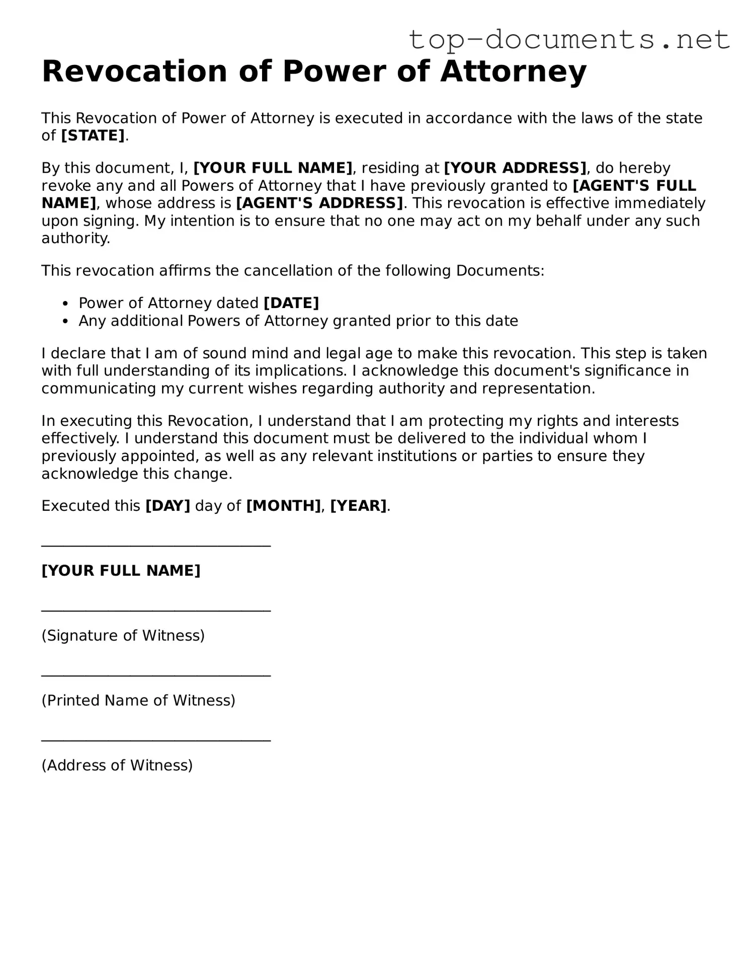 Attorney-Verified Revocation of Power of Attorney Form